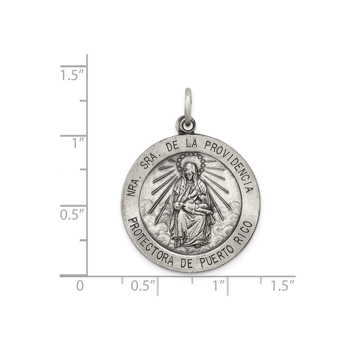 Sterling Silver Catholic Medal Pendant Featuring Nuestra Señora de la Providencia