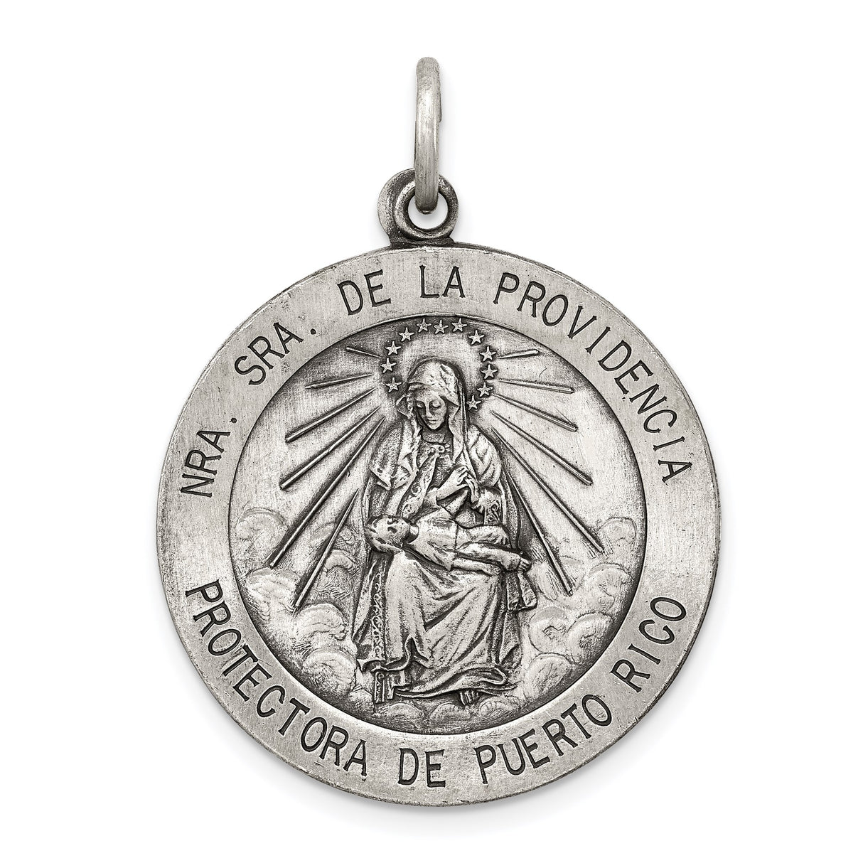 Sterling Silver Catholic Medal Pendant Featuring Nuestra Señora de la Providencia