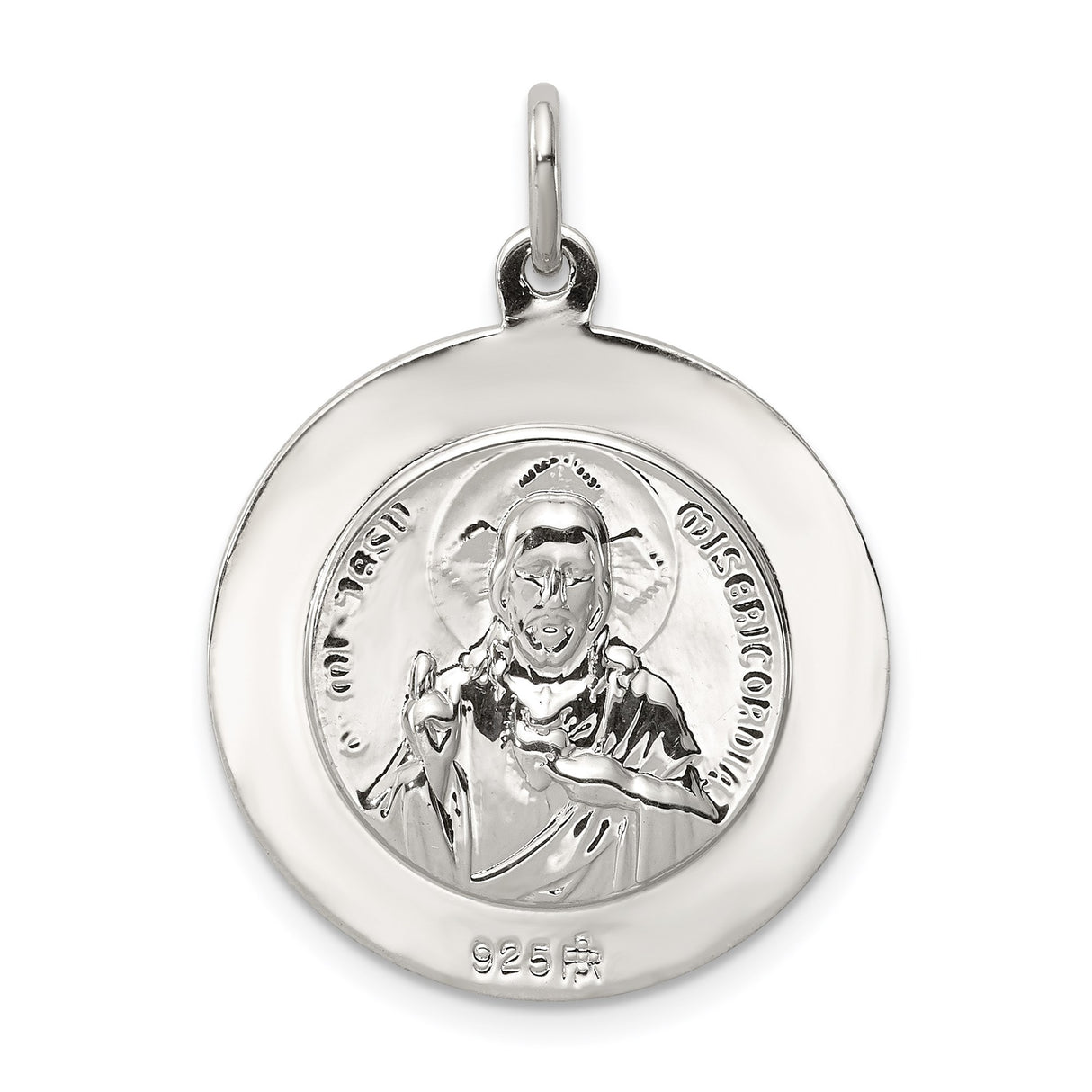 Sterling Silver Catholic Scapular Pendant with Our Lady of Mount Carmel and Jesus