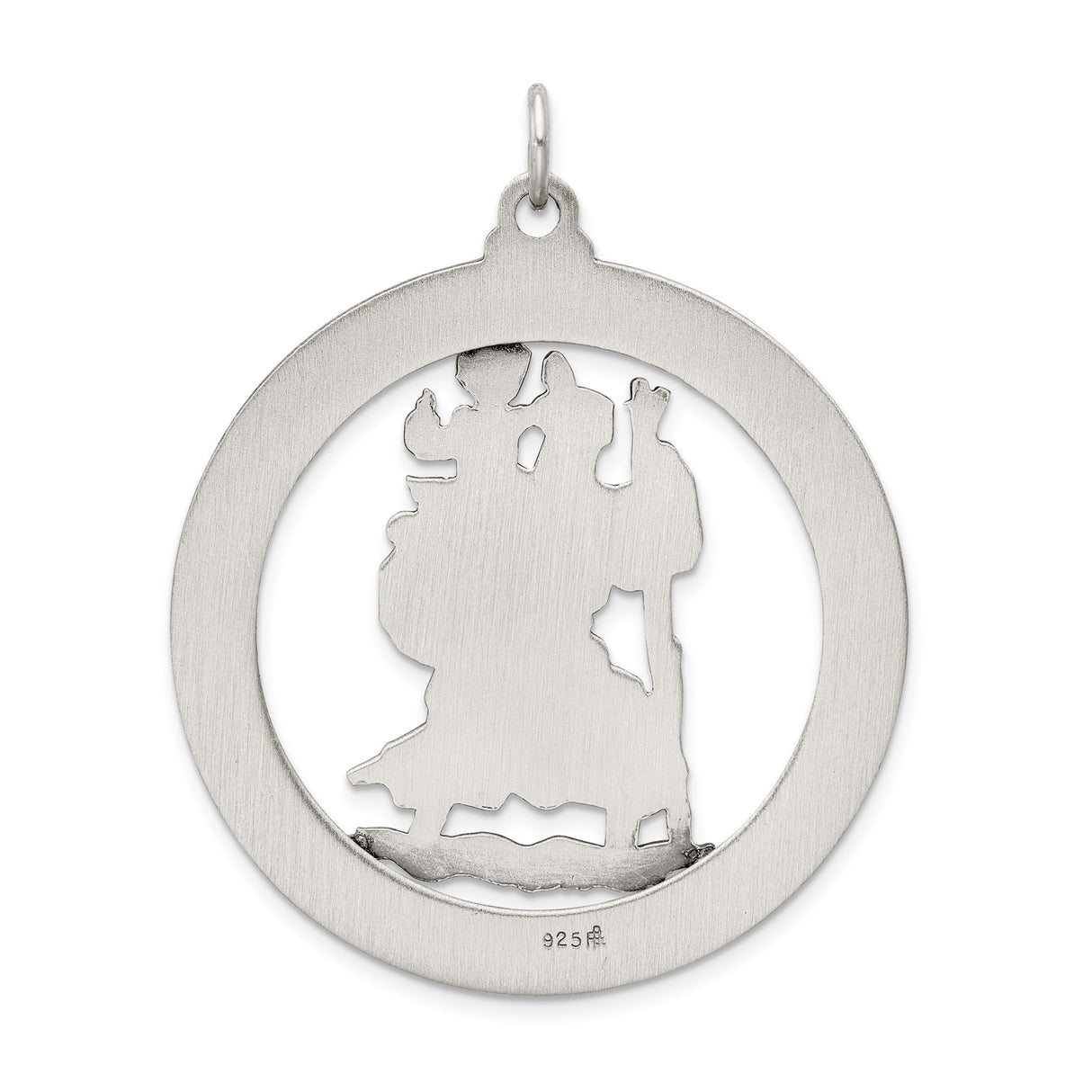 Sterling Silver Saint Christopher Protection Pendant, Matte Finish, Travel and Faith Medallion
