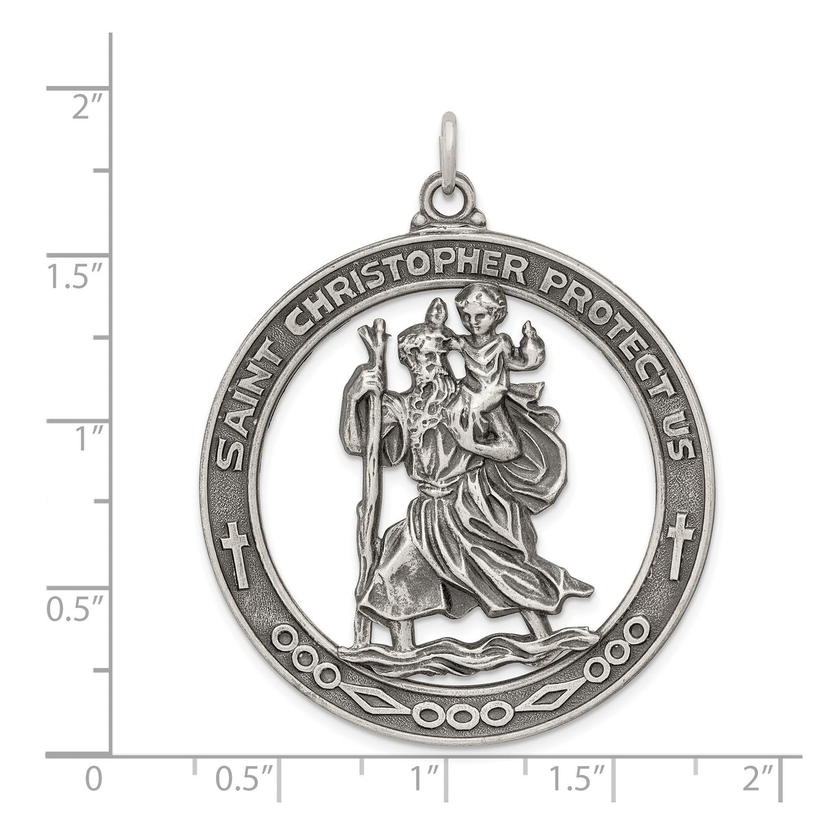 Sterling Silver Saint Christopher Protection Pendant, Matte Finish, Travel and Faith Medallion