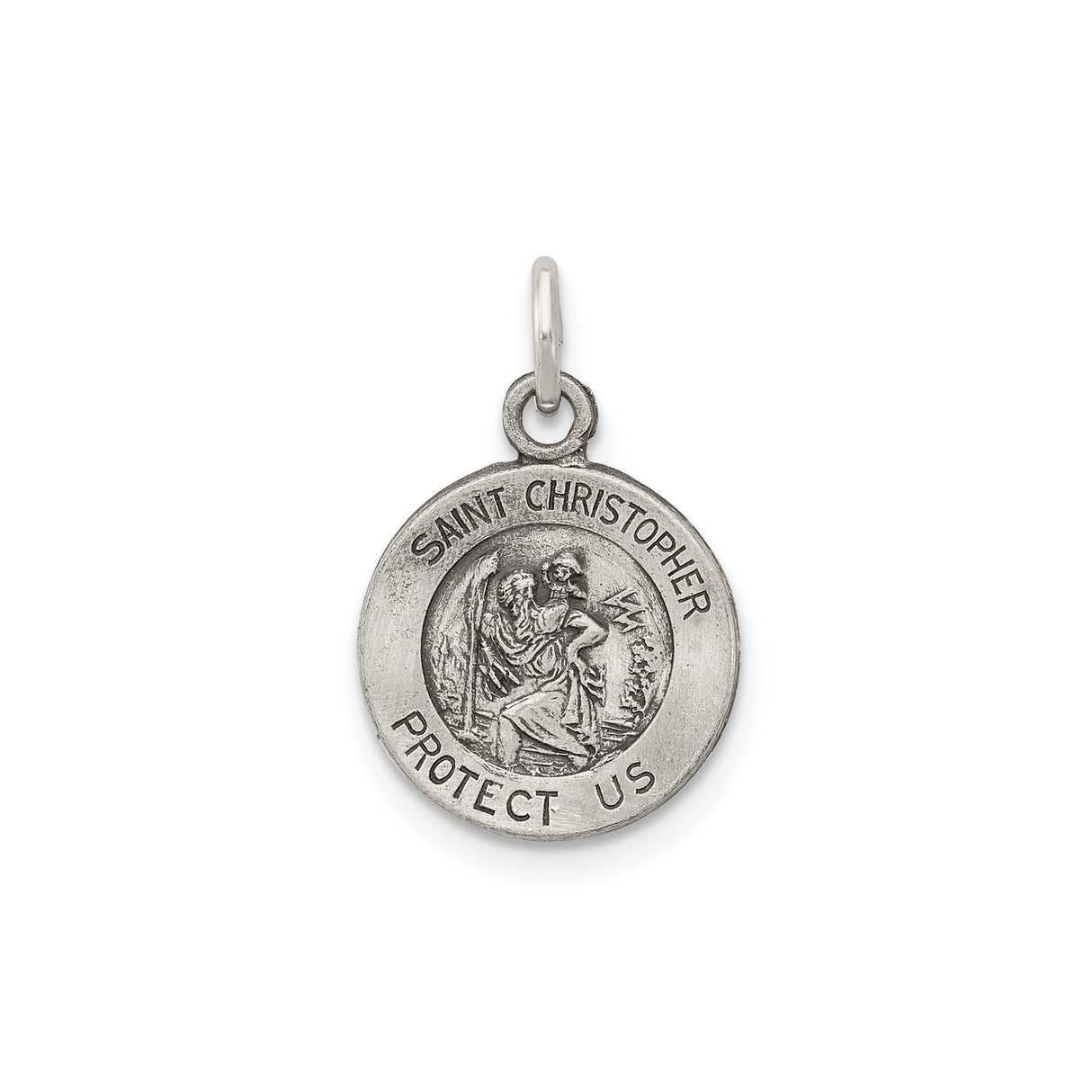 Sterling Silver Saint Christopher Pendant, Vintage Travel Amulet Religious Medallion