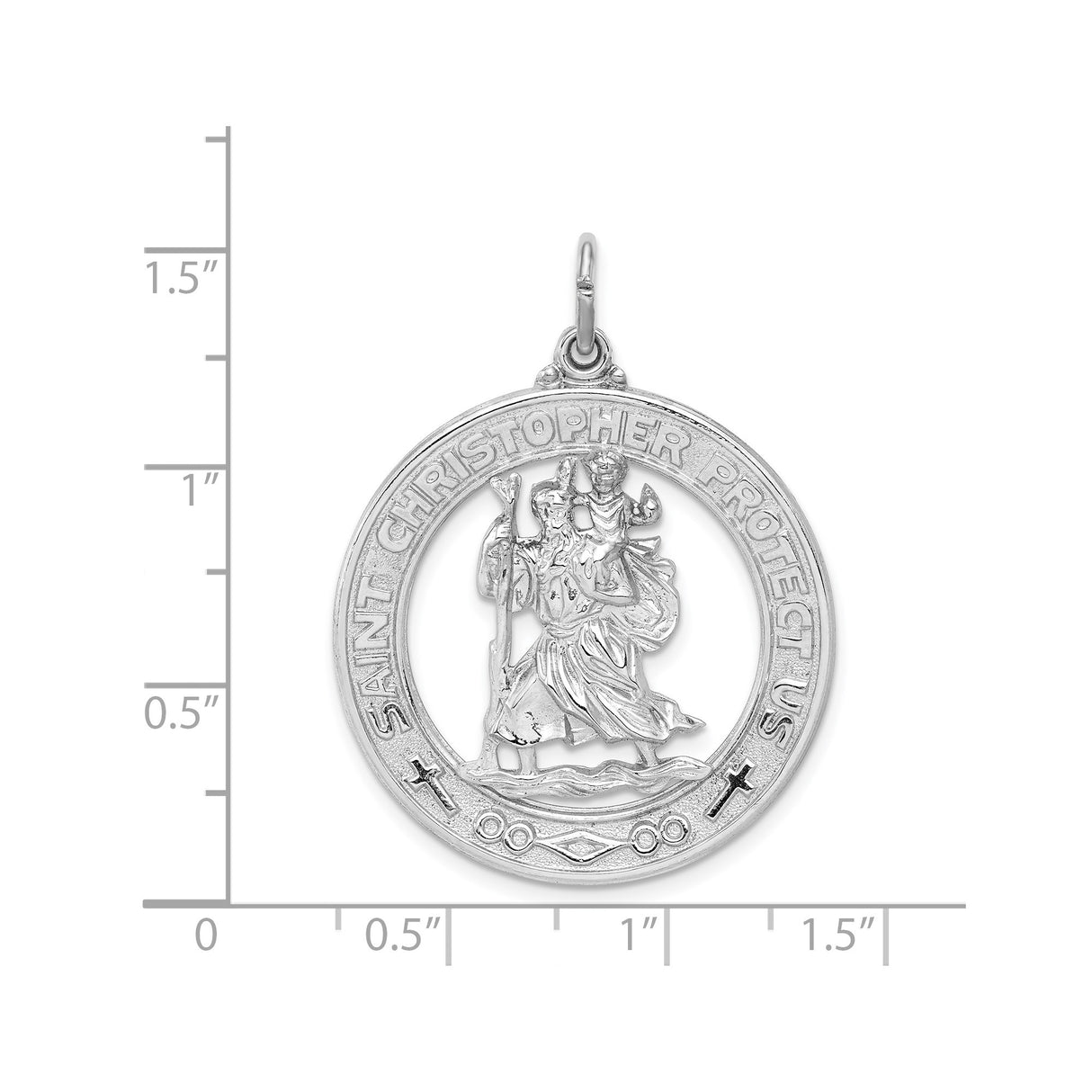 Sterling Silver Saint Christopher Medal Pendant, Etched Religious Charm for Travel Protection