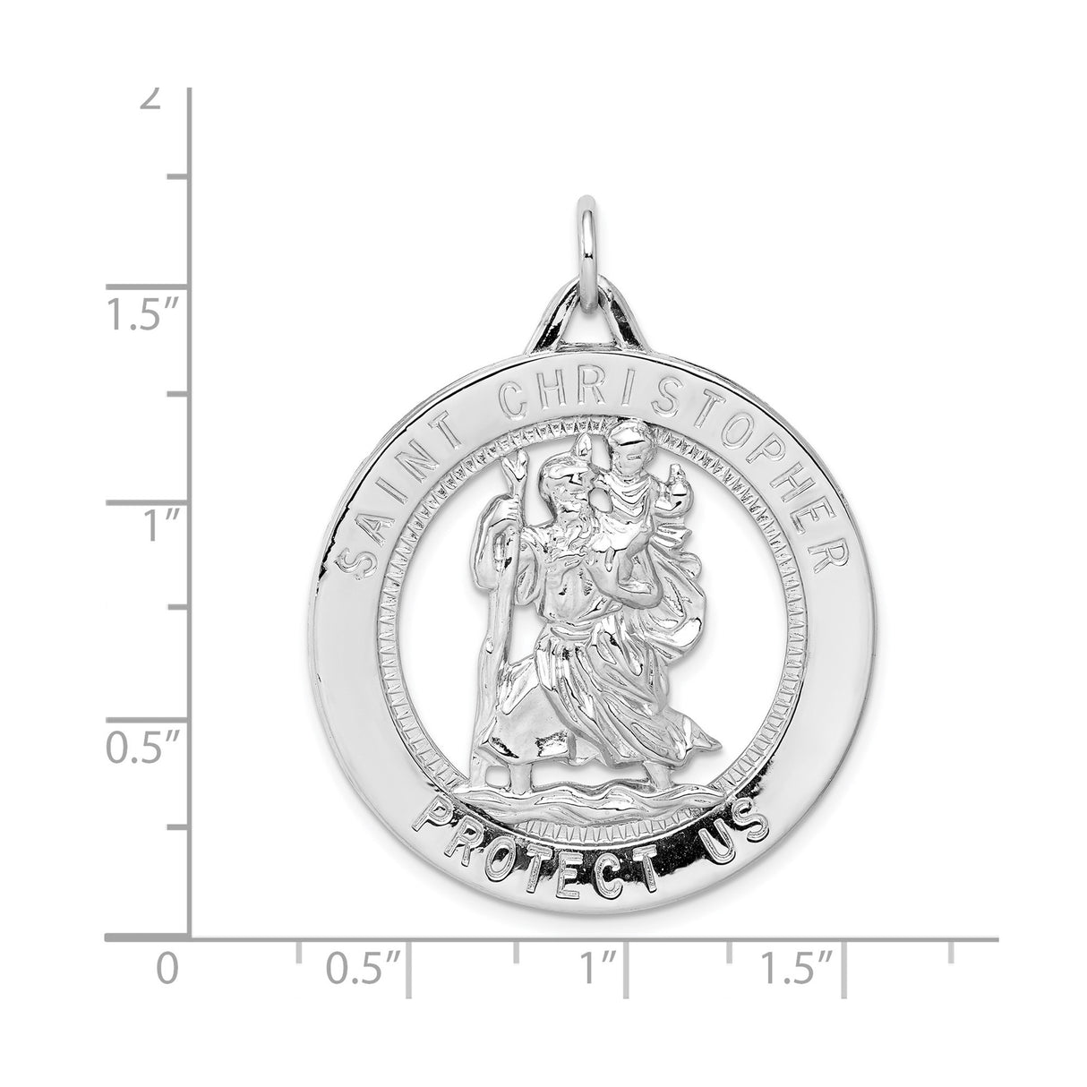 Sterling Silver Saint Christopher Medal Pendant, Travel Protection Religious Charm
