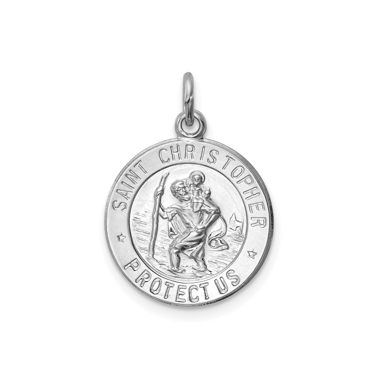Sterling Silver Saint Christopher Pendant with Raised Image and Textured Medal Design