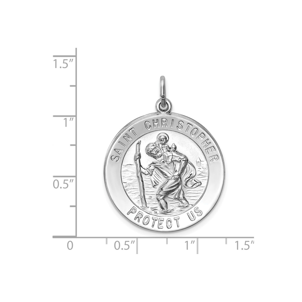 Sterling Silver Saint Christopher Medal Pendant, Travel Protection Charm