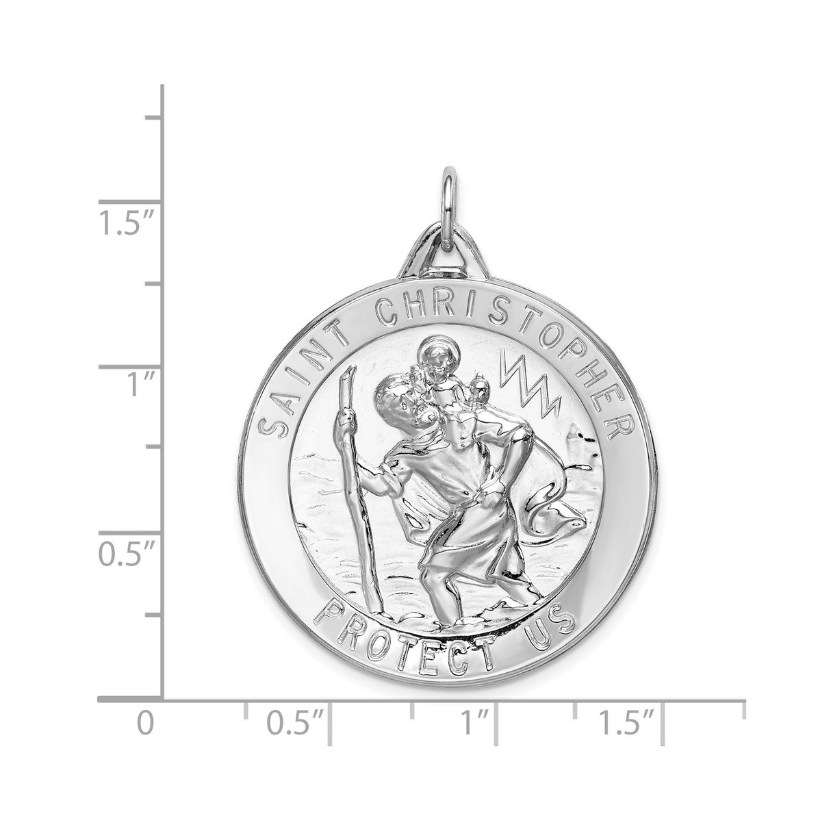 Sterling Silver Saint Christopher Journey Medal Pendant with Bold Inscription and Travel Charm Theme