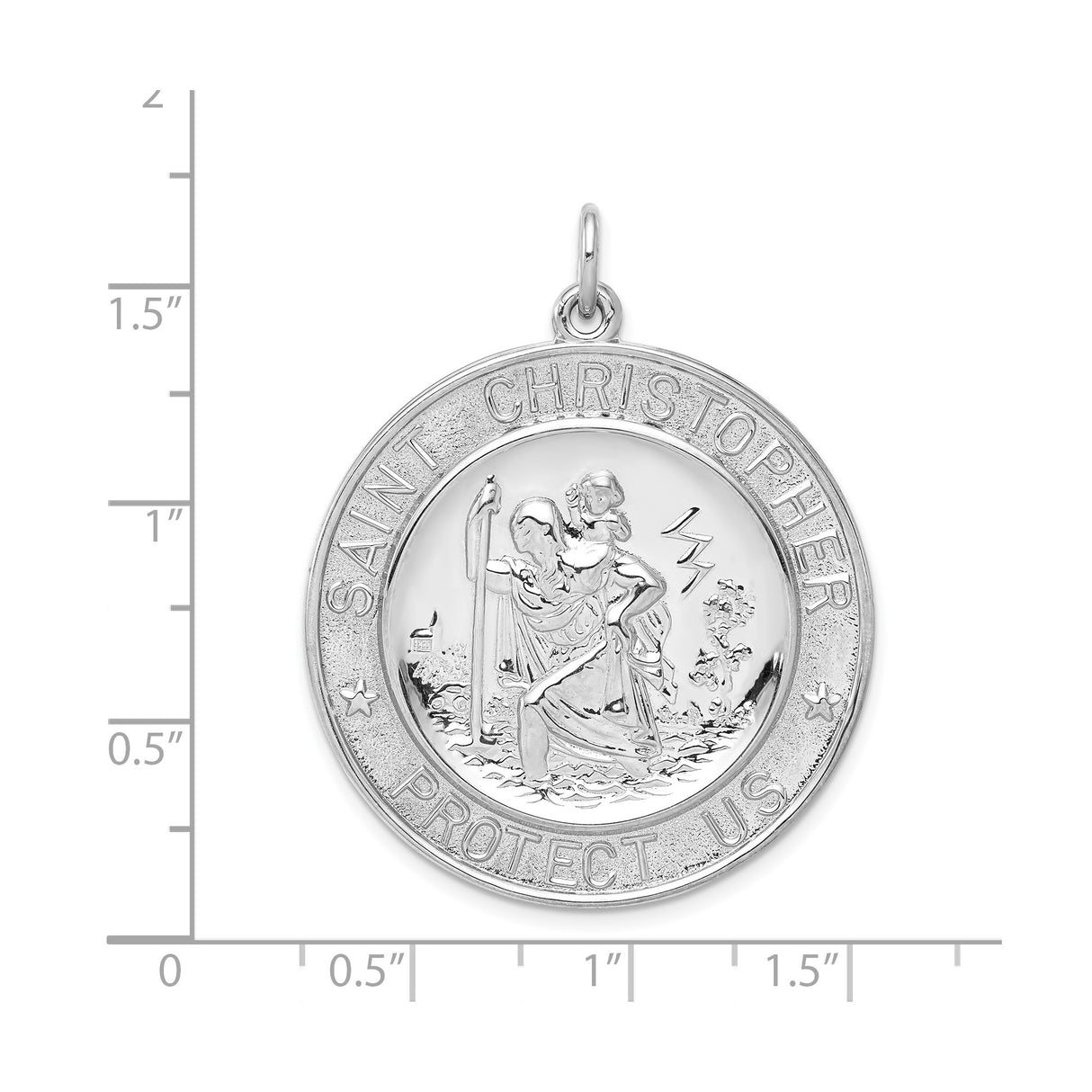 Sterling Silver Saint Christopher Medal Pendant with Travel Protection and Brushed Matte Finish