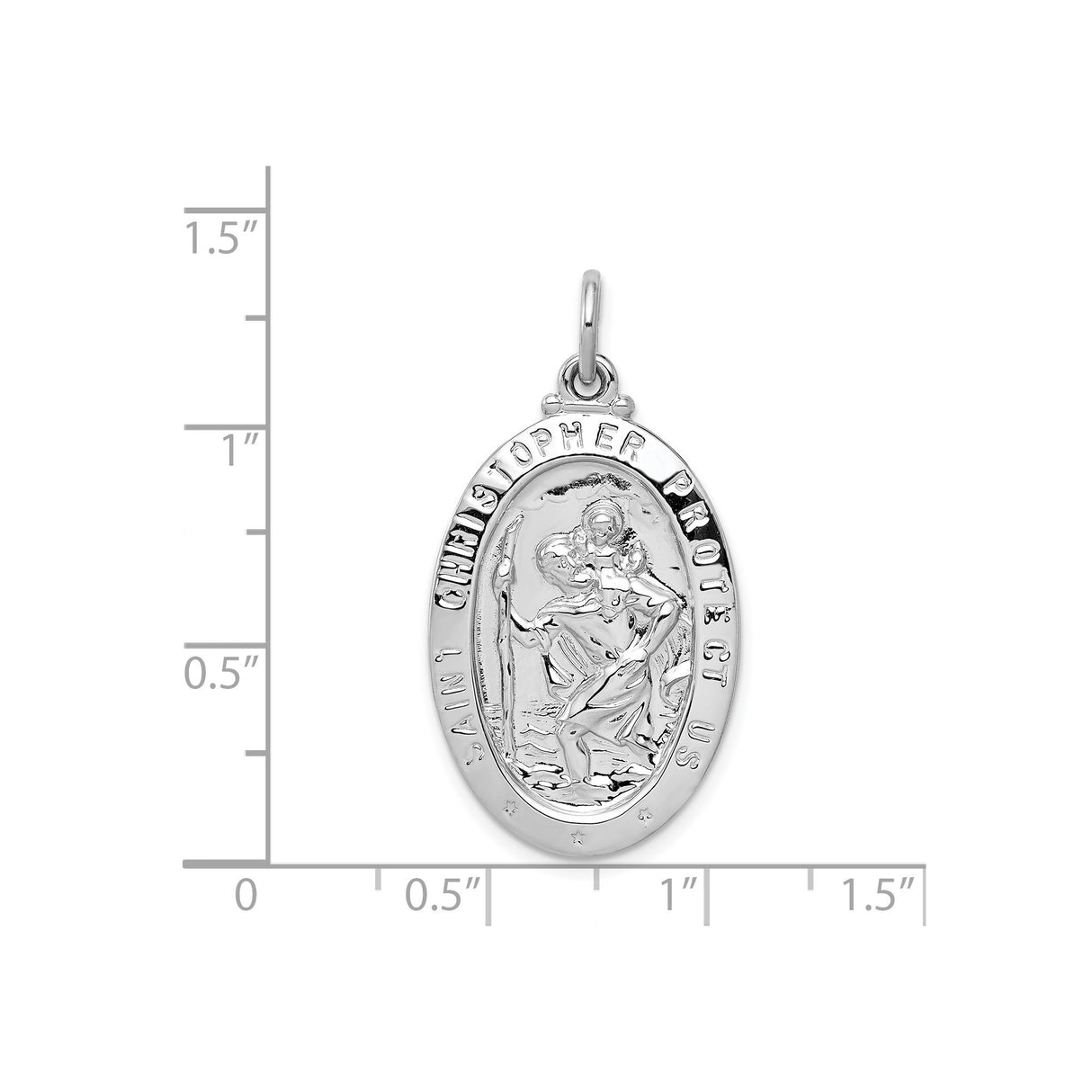 Sterling Silver Saint Christopher Pendant with Raised Relief Travel Protection Medal