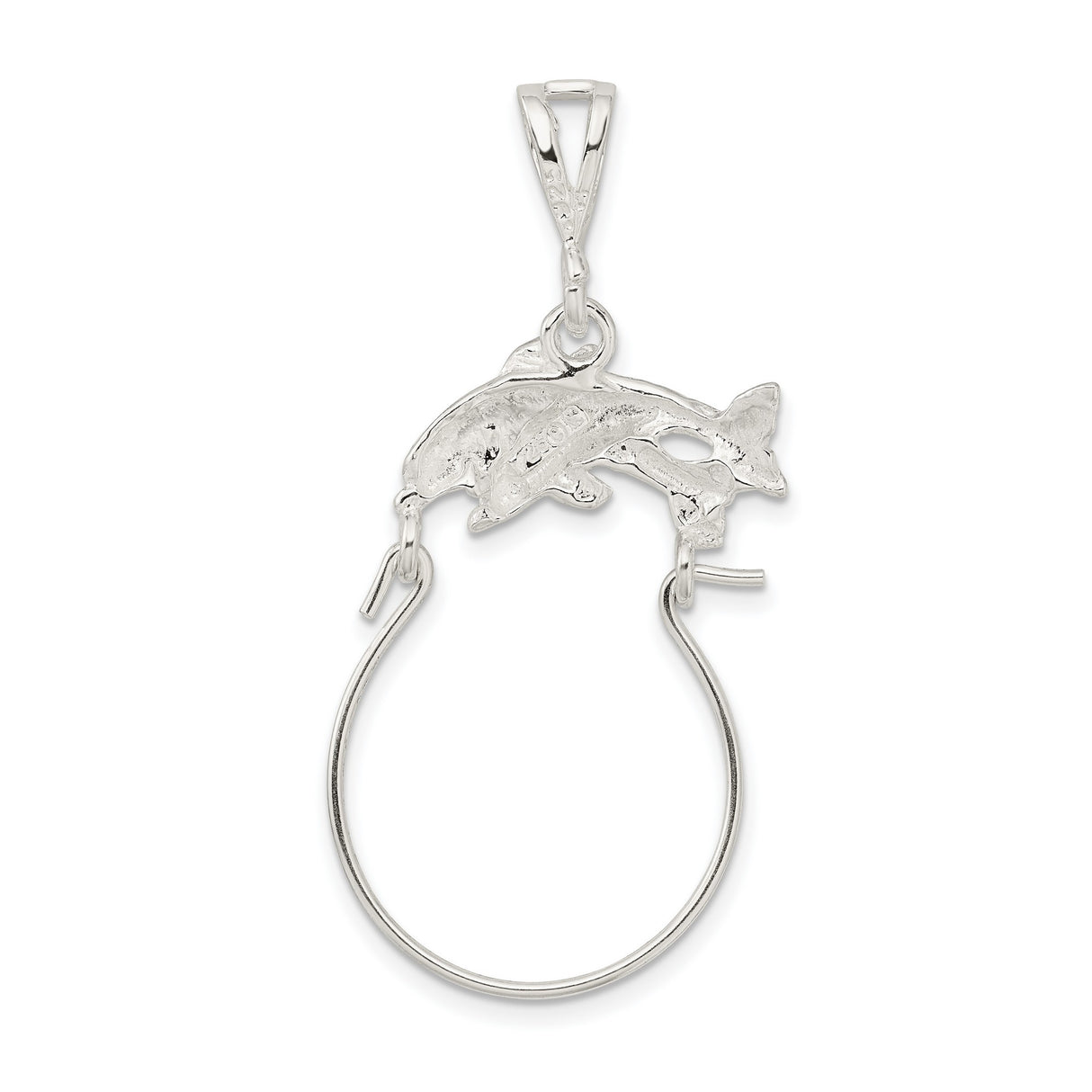 Dolphin Holder Charm Pendant in Real 925 Sterling Silver