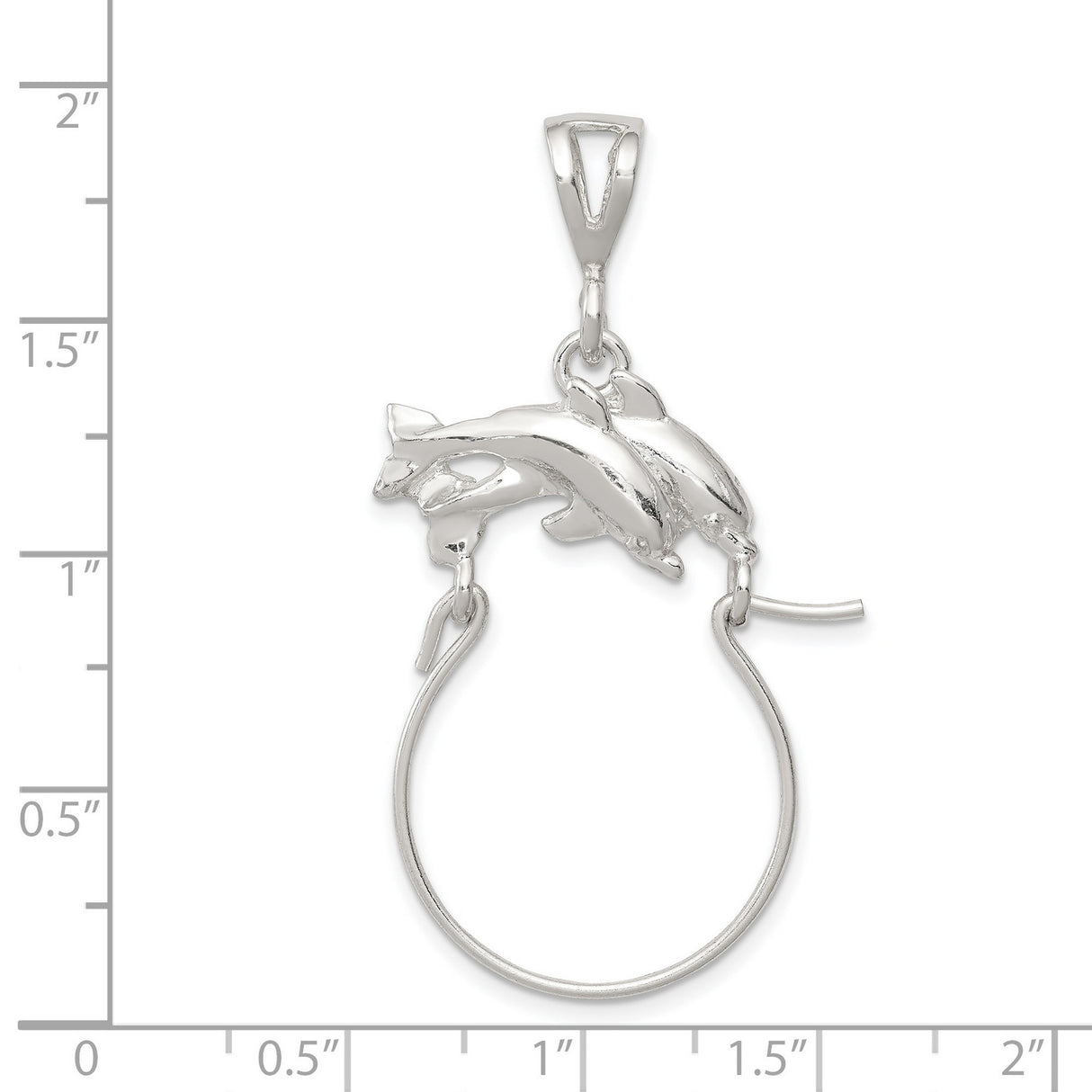Dolphin Holder Charm Pendant in Real 925 Sterling Silver