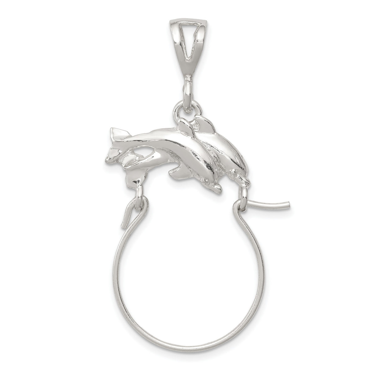 Dolphin Holder Charm Pendant in Real 925 Sterling Silver