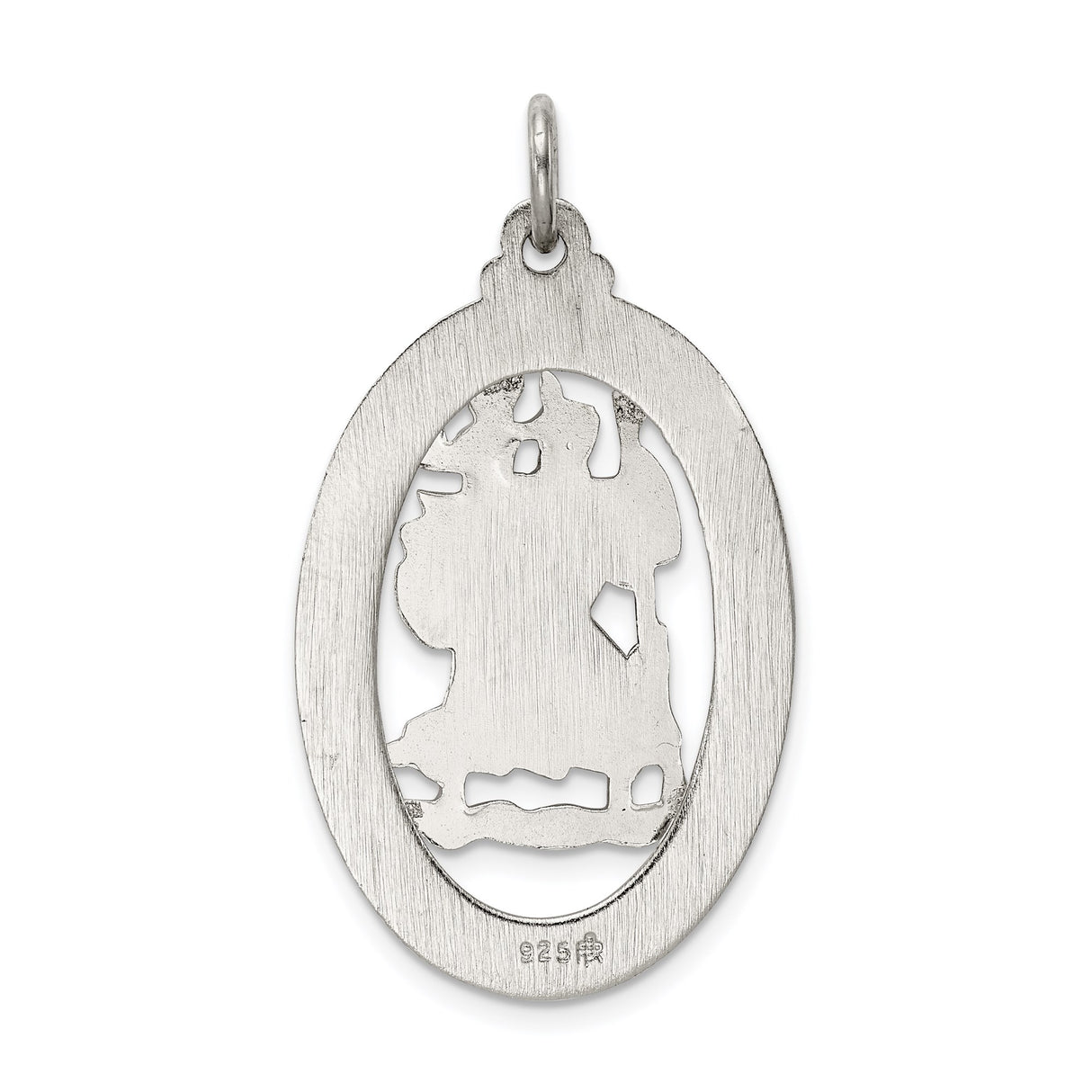 Sterling Silver Saint Christopher Oval Medal Charm Pendant for Travel Protection
