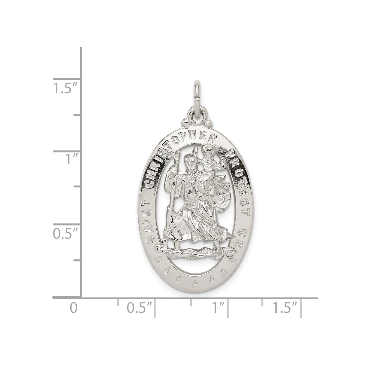 Sterling Silver Saint Christopher Oval Medal Charm Pendant for Travel Protection