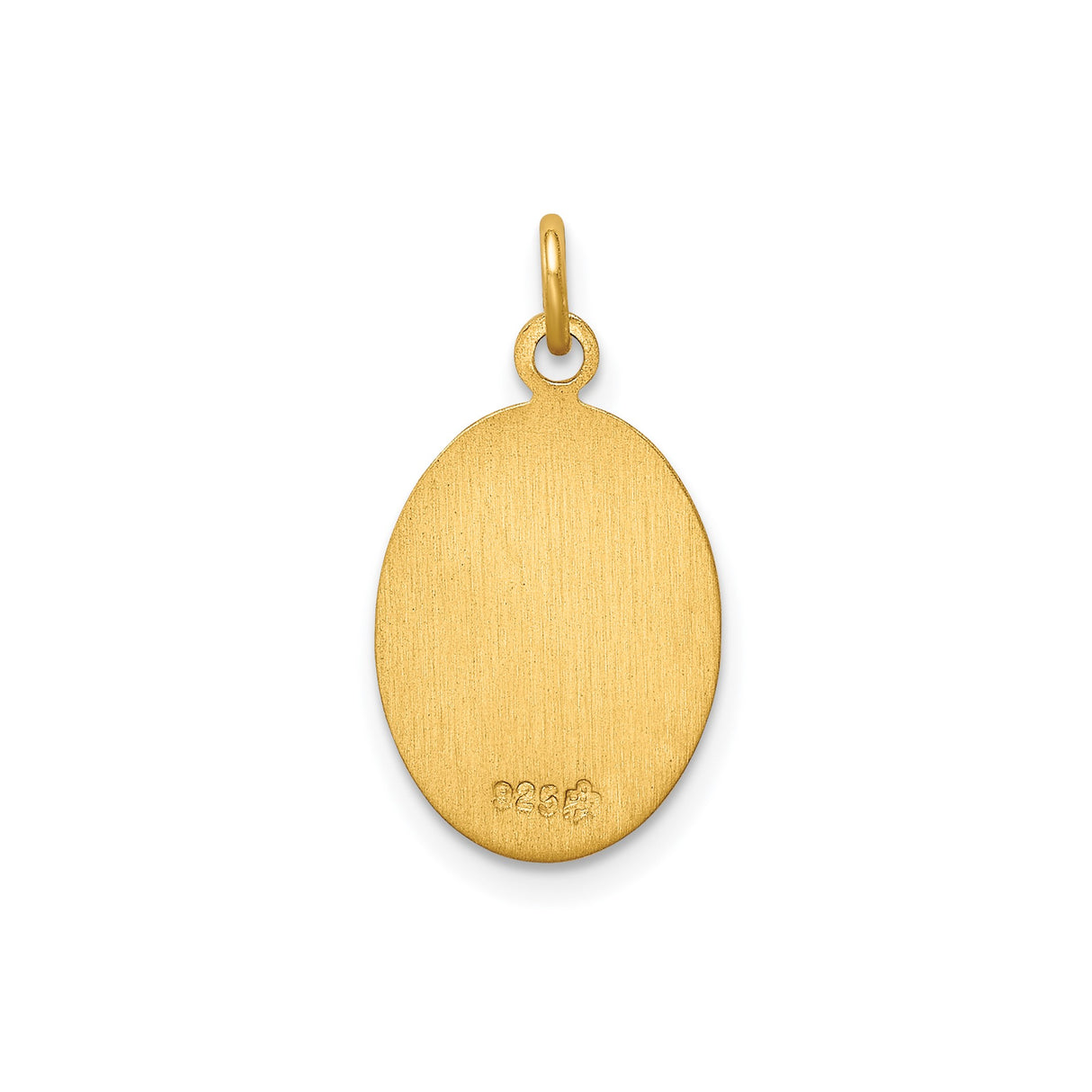 Sterling Silver Saint Christopher Oval Pendant, Gold Plated Travel Protection Medal Charm