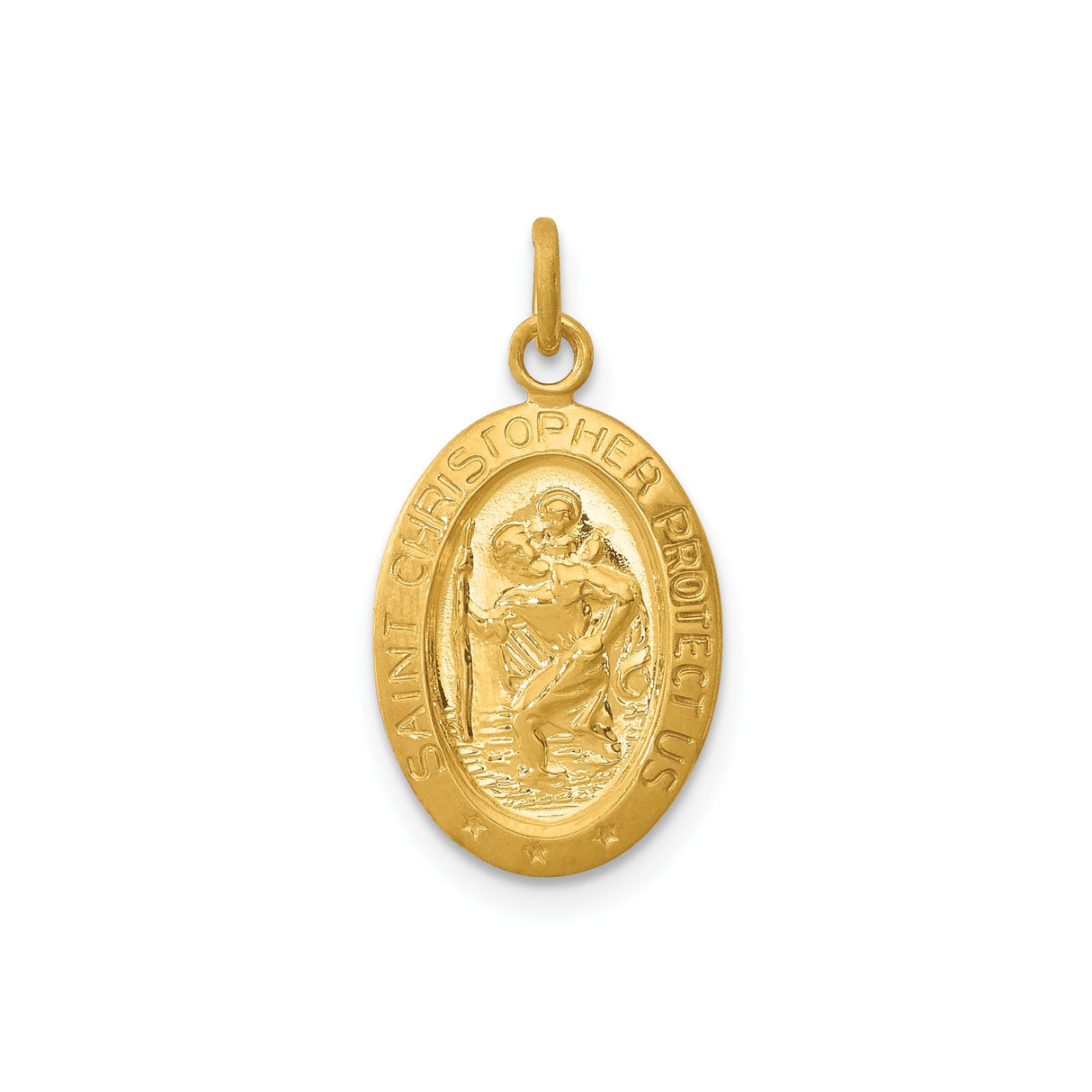 Sterling Silver Saint Christopher Oval Pendant, Gold Plated Travel Protection Medal Charm