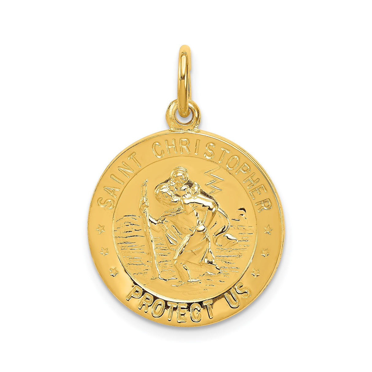 Sterling Silver Saint Christopher Medal Pendant with Travel Protection Theme