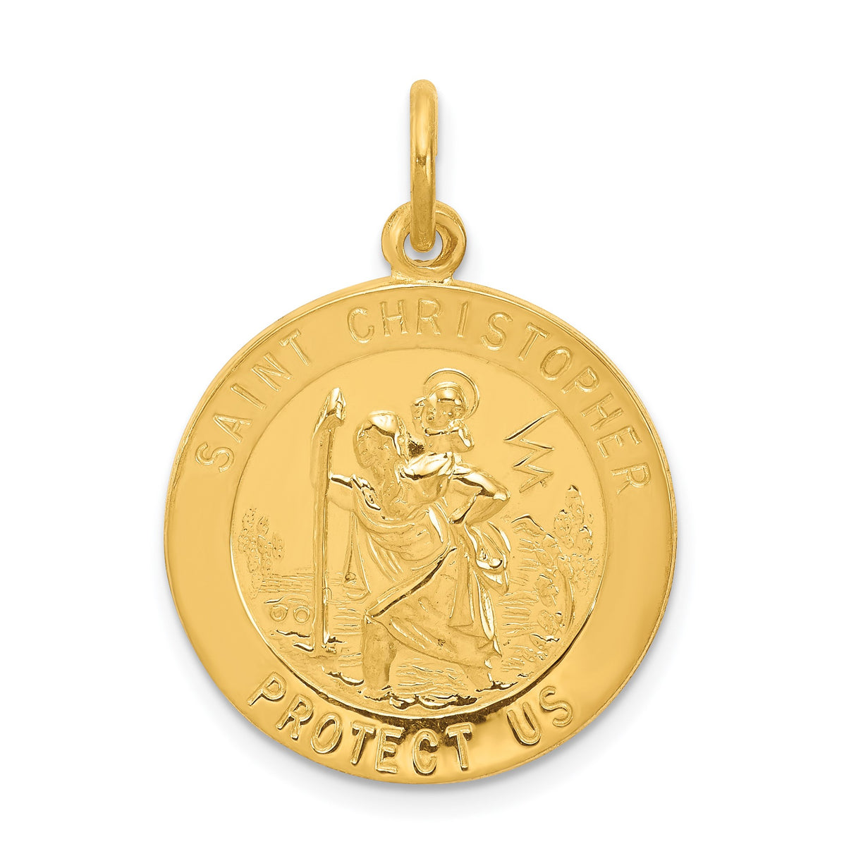 Sterling Silver Saint Christopher Medal Pendant, Religious Travel Protection Charm