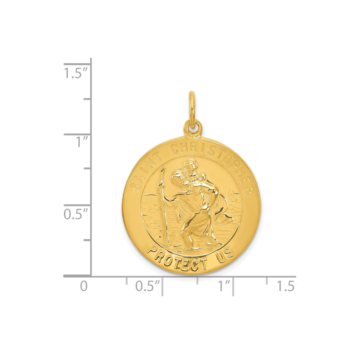 Sterling Silver Saint Christopher Medal Pendant, 24k Gold Plated Religious Charm