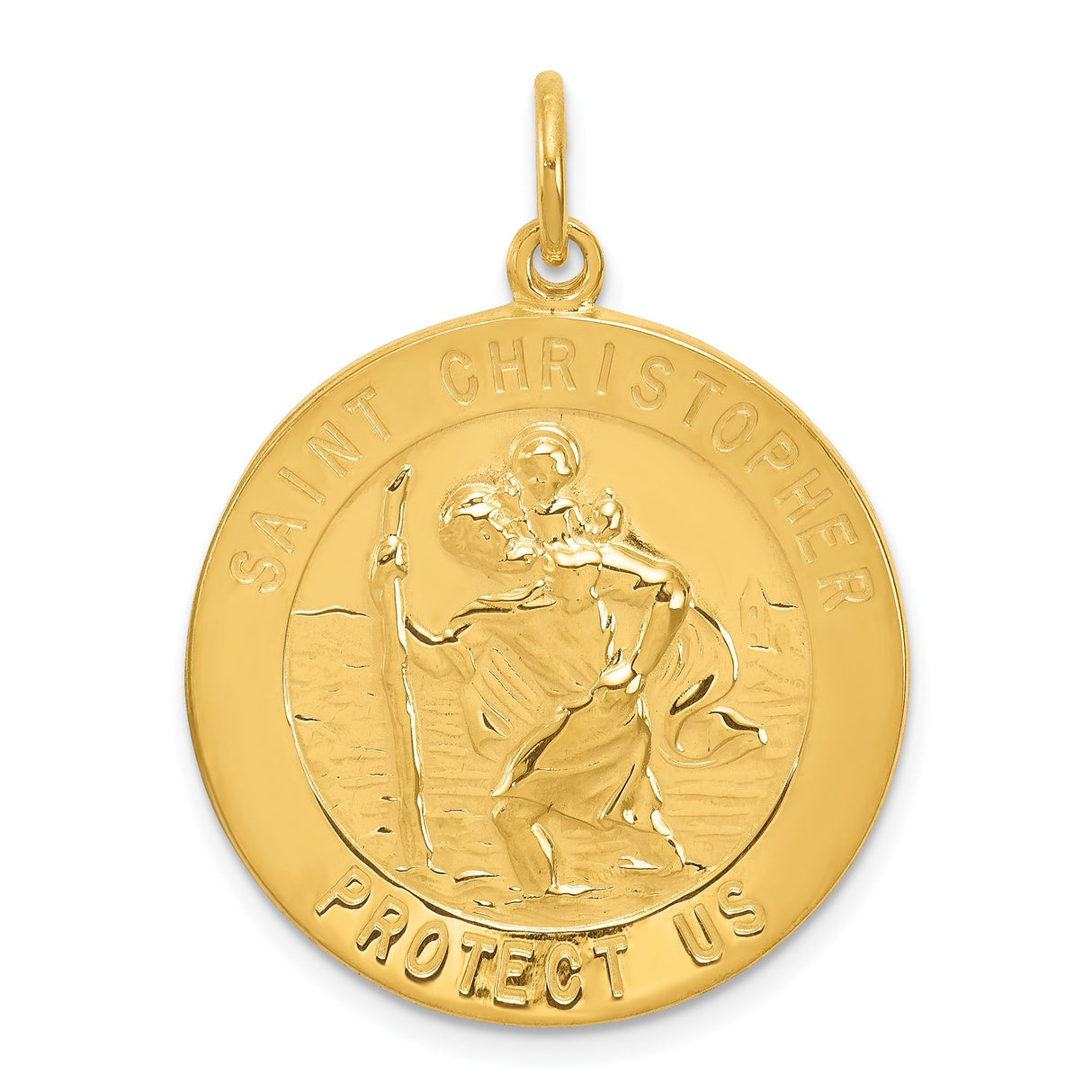 Sterling Silver Saint Christopher Medal Pendant, 24k Gold Plated Religious Charm