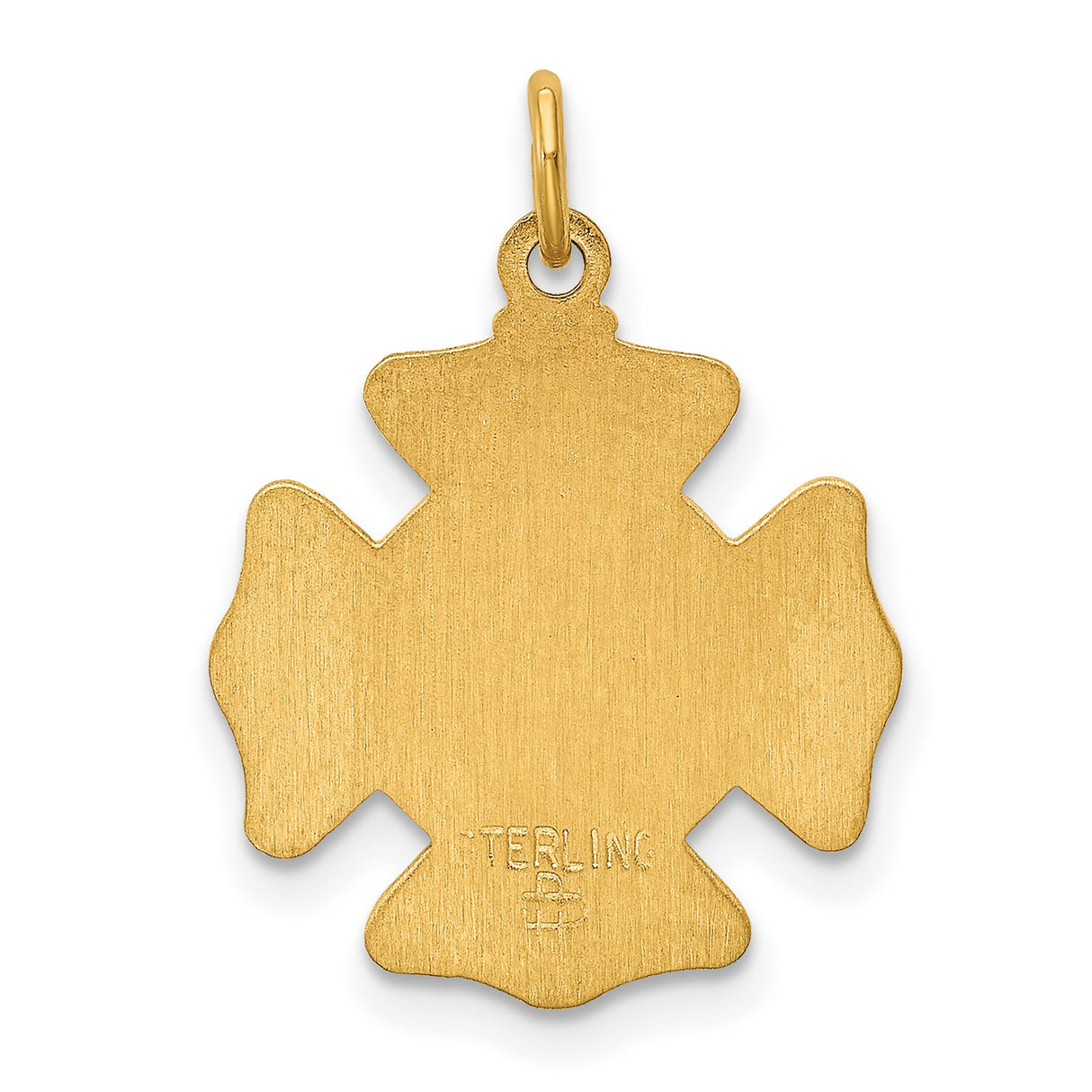 Saint Florian Protect Us Words On Firemans Badge Charm Pendant in Real 925 Sterling Silver