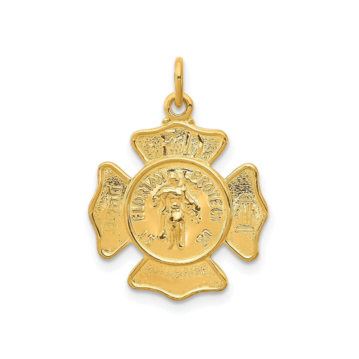 Sterling Silver St Florian Pendant with Maltese Cross and Firefighter Emblem