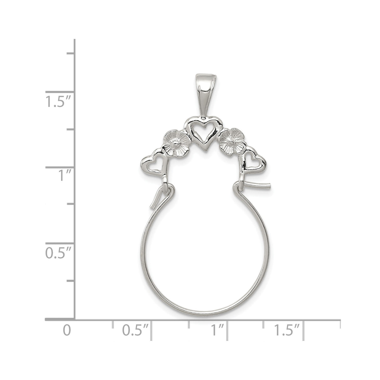 Sterling Silver Heart Pendant with Open Heart and Floral Motif Design for Women