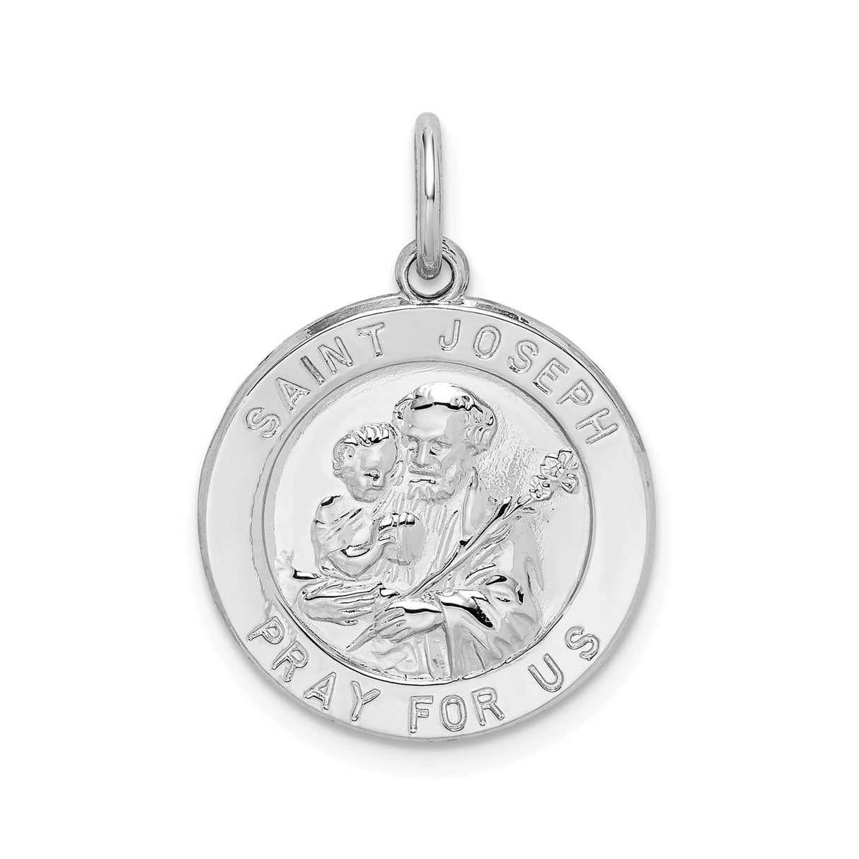 Sterling Silver Saint Joseph Pendant, Catholic Medal with Jesus, Christian Symbol Jewelry