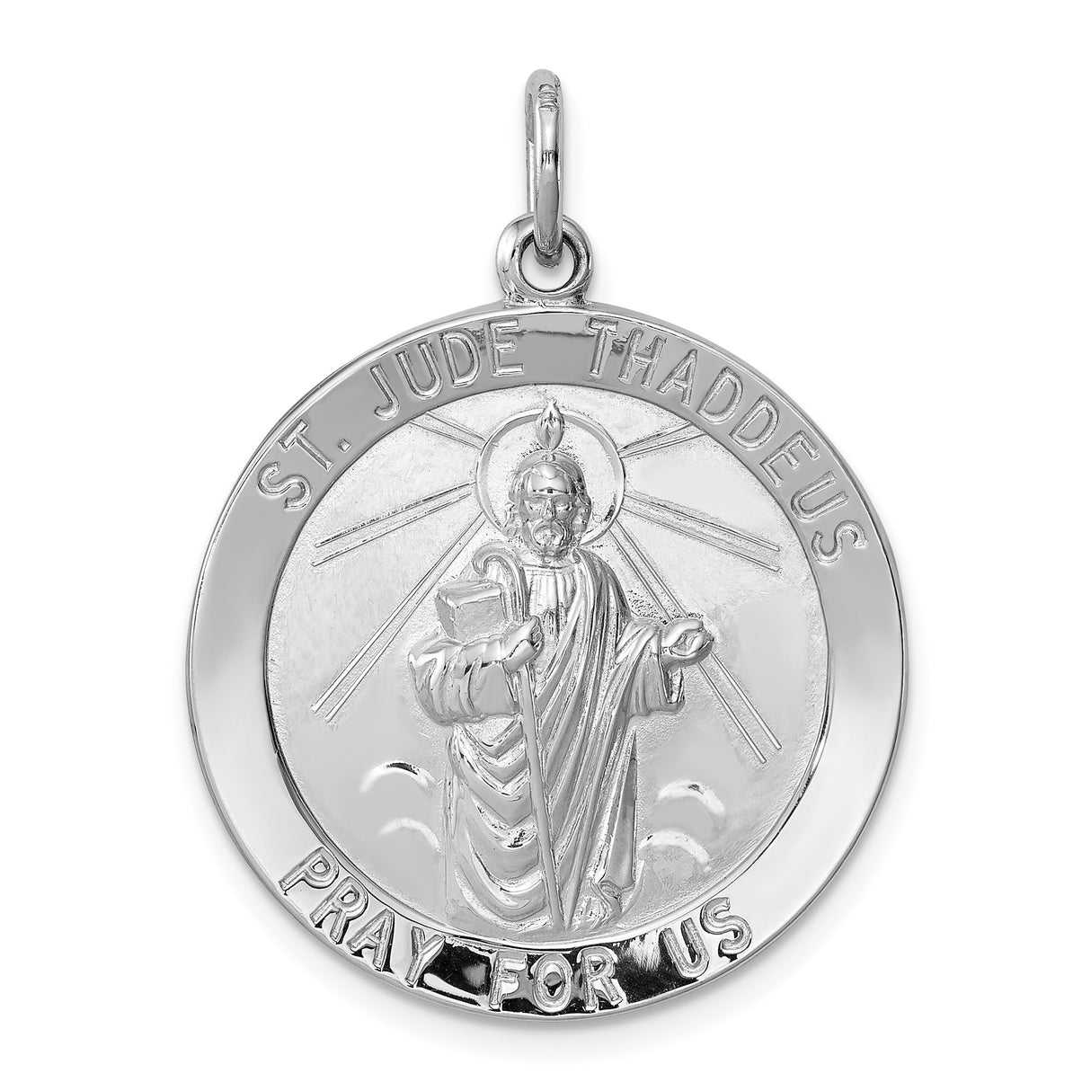 Sterling Silver St. Jude Thaddeus Medal Pendant, Religious Christian Jewelry for Men or Women