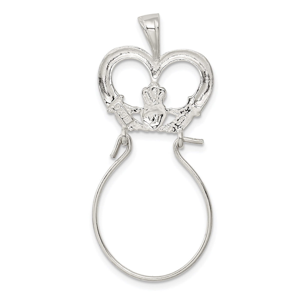 Sterling Silver Claddagh Pendant with Crowned Heart and Hands, Irish Love and Loyalty Symbol