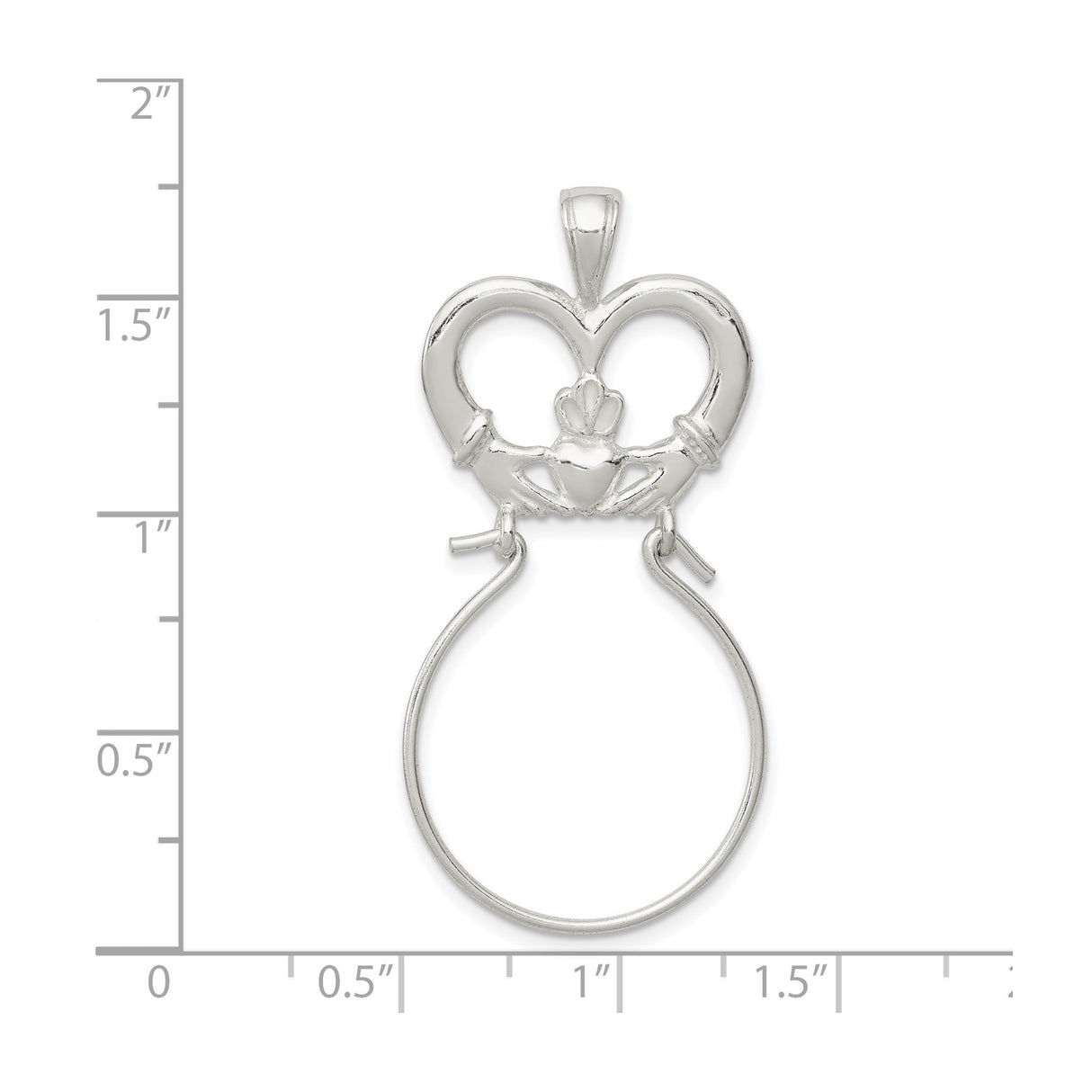 Sterling Silver Claddagh Pendant with Crowned Heart and Hands, Irish Love and Loyalty Symbol