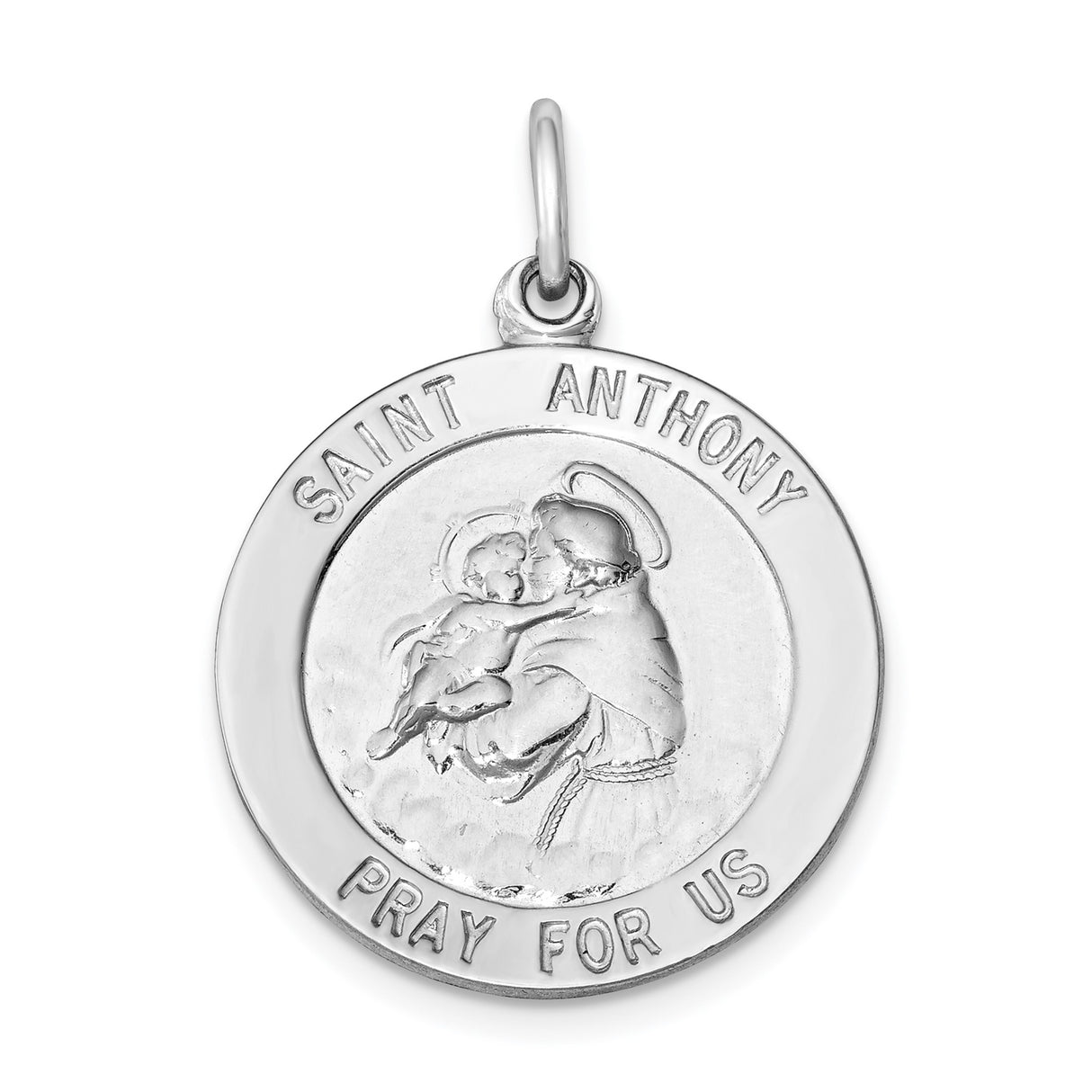 Sterling Silver Saint Anthony Medal Pendant with Pray for Us Inscription