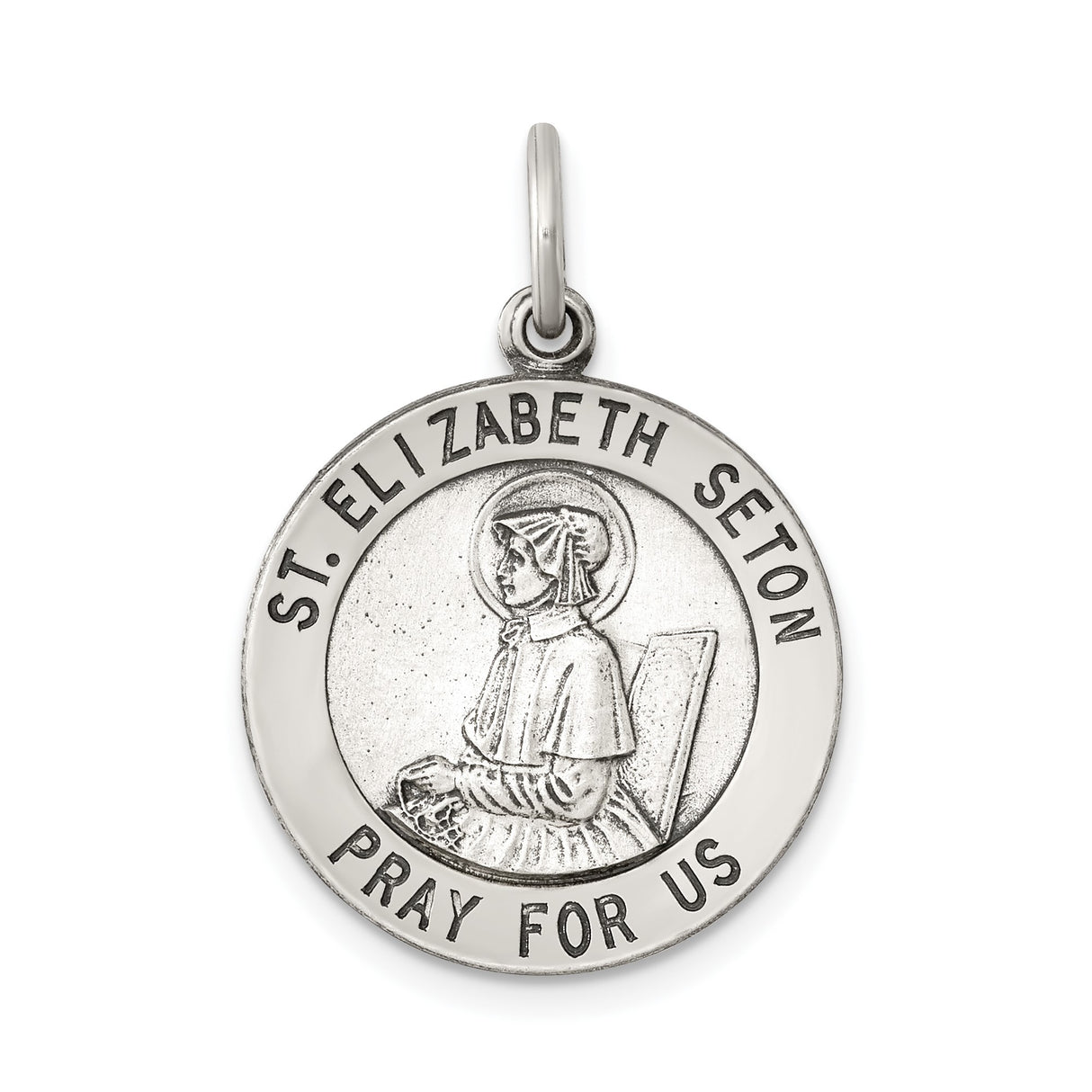 Sterling Silver Saint Elizabeth Seton Medal Pendant, Catholic Religious Charm
