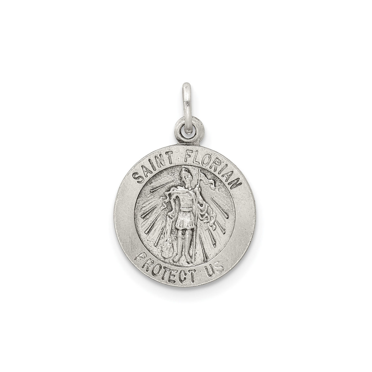 Sterling Silver Saint Florian Pendant, Catholic Firefighter Protection Medal for Men and Women