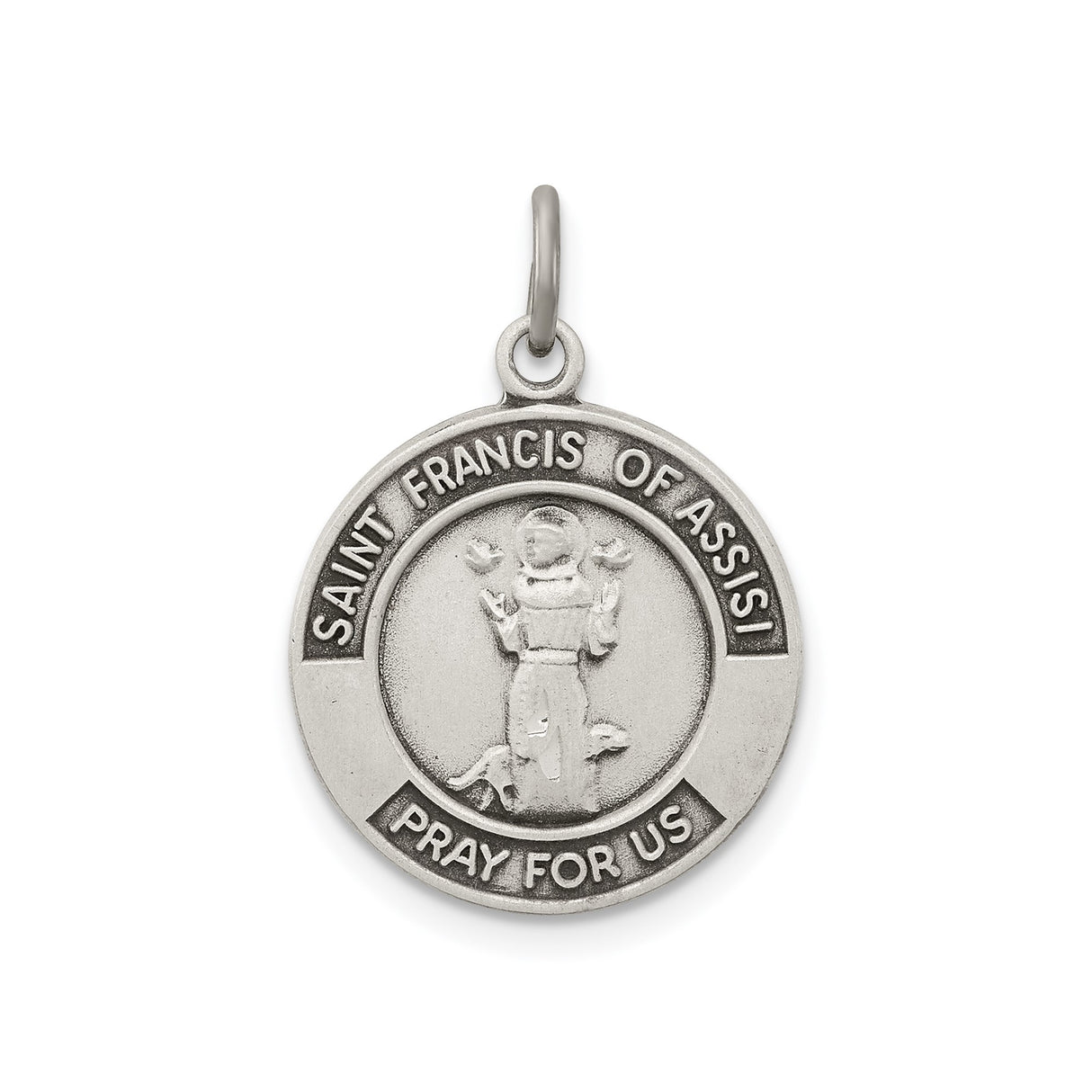 Sterling Silver Saint Francis of Assisi Medal Pendant, Catholic Devotional Jewelry