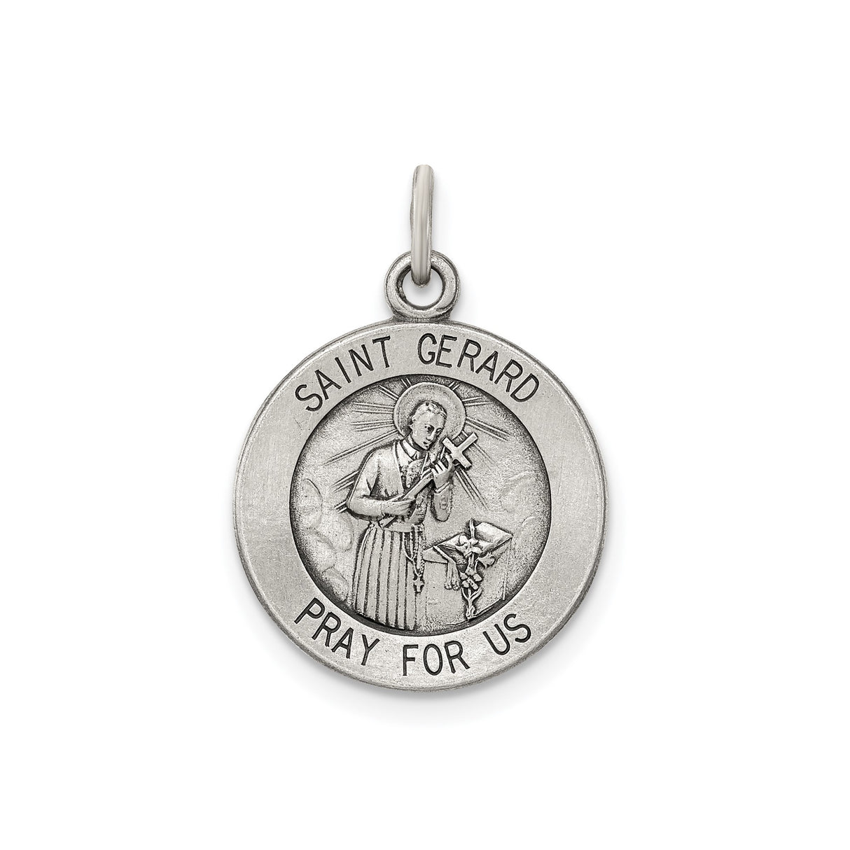 Sterling Silver Saint Gerard Medal Pendant with Pray for Us Inscription, Catholic Jewelry