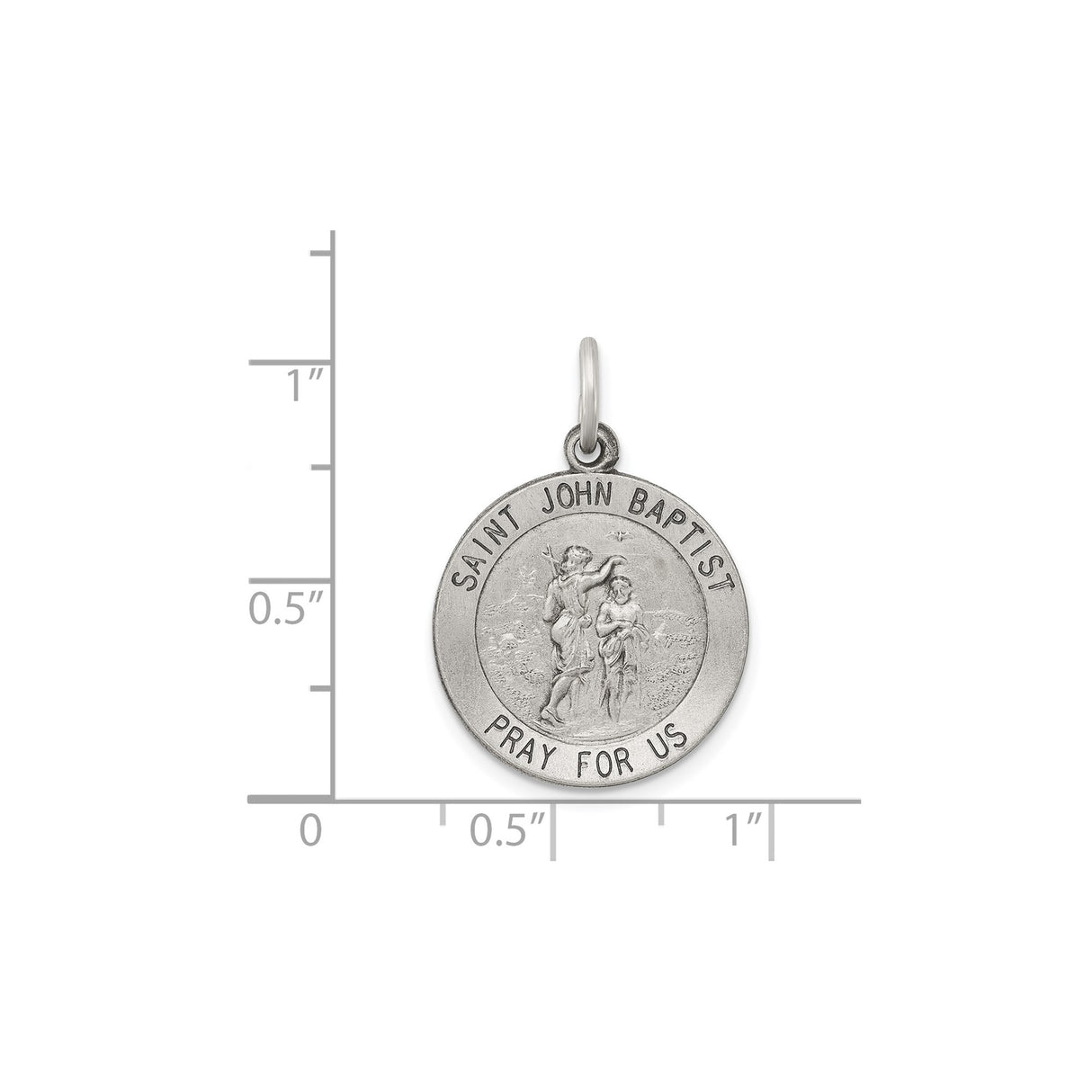 Sterling Silver Saint John the Baptist Medal Pendant, Christian Religious Charm
