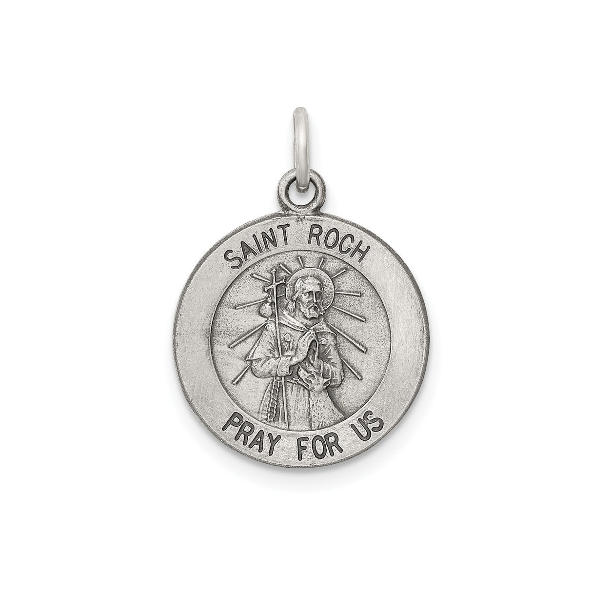 Sterling Silver Saint Roch Medal Pendant, Catholic Healing and Protection Charm for Men and Women