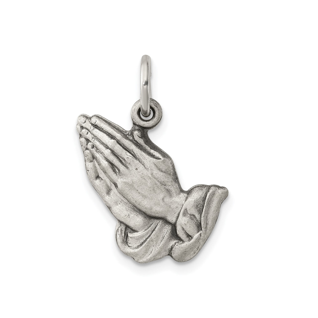 Sterling Silver Praying Hands Pendant, Christian Faith Charm for Men and Women