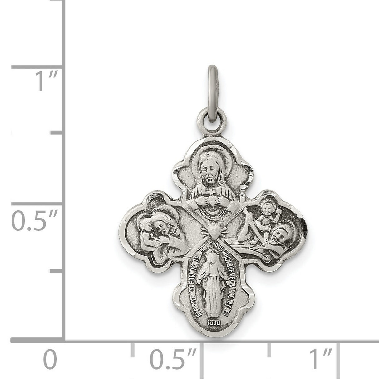 Budded Four Way Cross Charm Pendant in Real 925 Sterling Silver