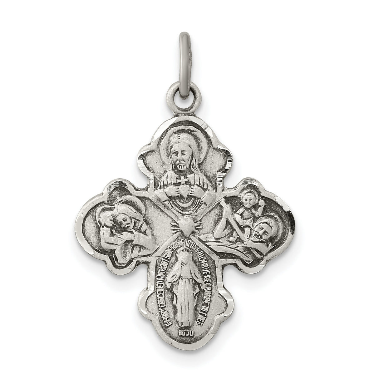 Budded Four Way Cross Charm Pendant in Real 925 Sterling Silver