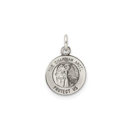 Sterling Silver Guardian Angel Pendant with Our Guardian Angel Protect Us