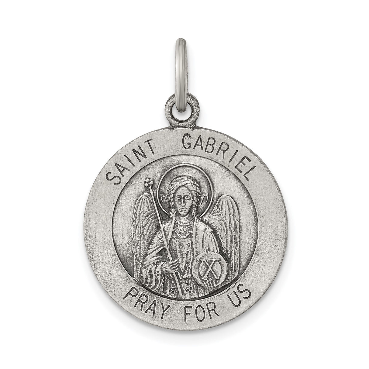 Sterling Silver Saint Gabriel Medal Pendant, Catholic Archangel Religious Jewelry for Men and Women