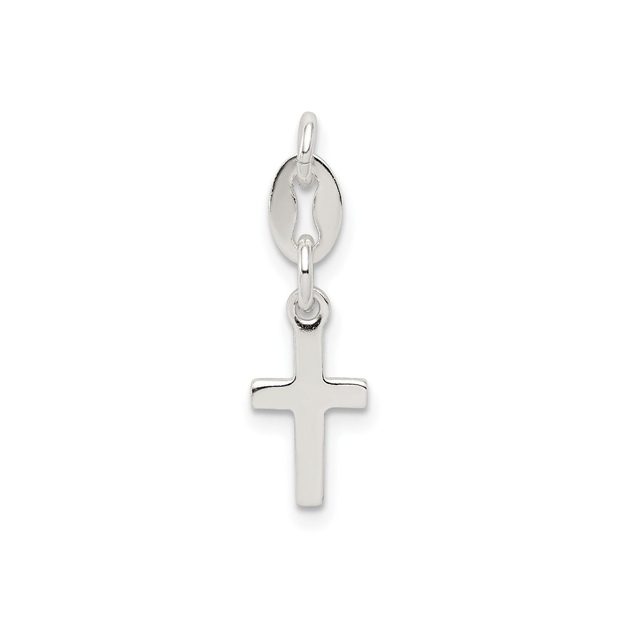 Sterling Silver Cross Pendant with Polished Finish, Minimalist Faith Jewelry for Men and Women