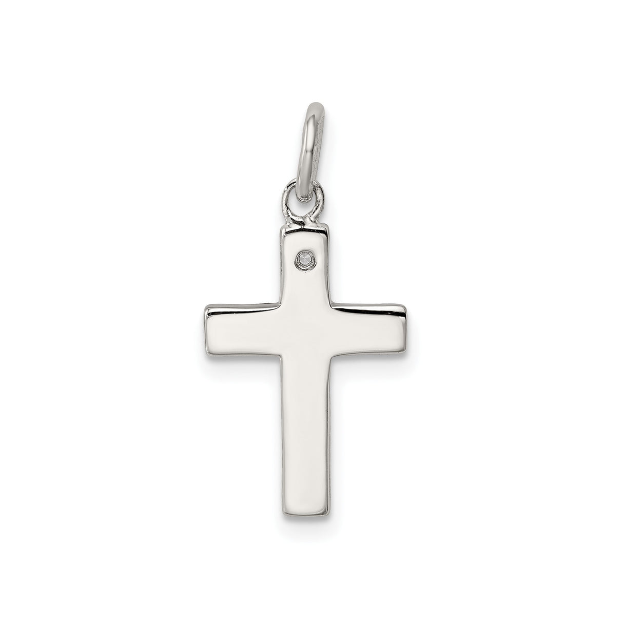 Sterling Silver Cross Pendant with Cubic Zirconia, Minimalist Religious Jewelry for Men and Women