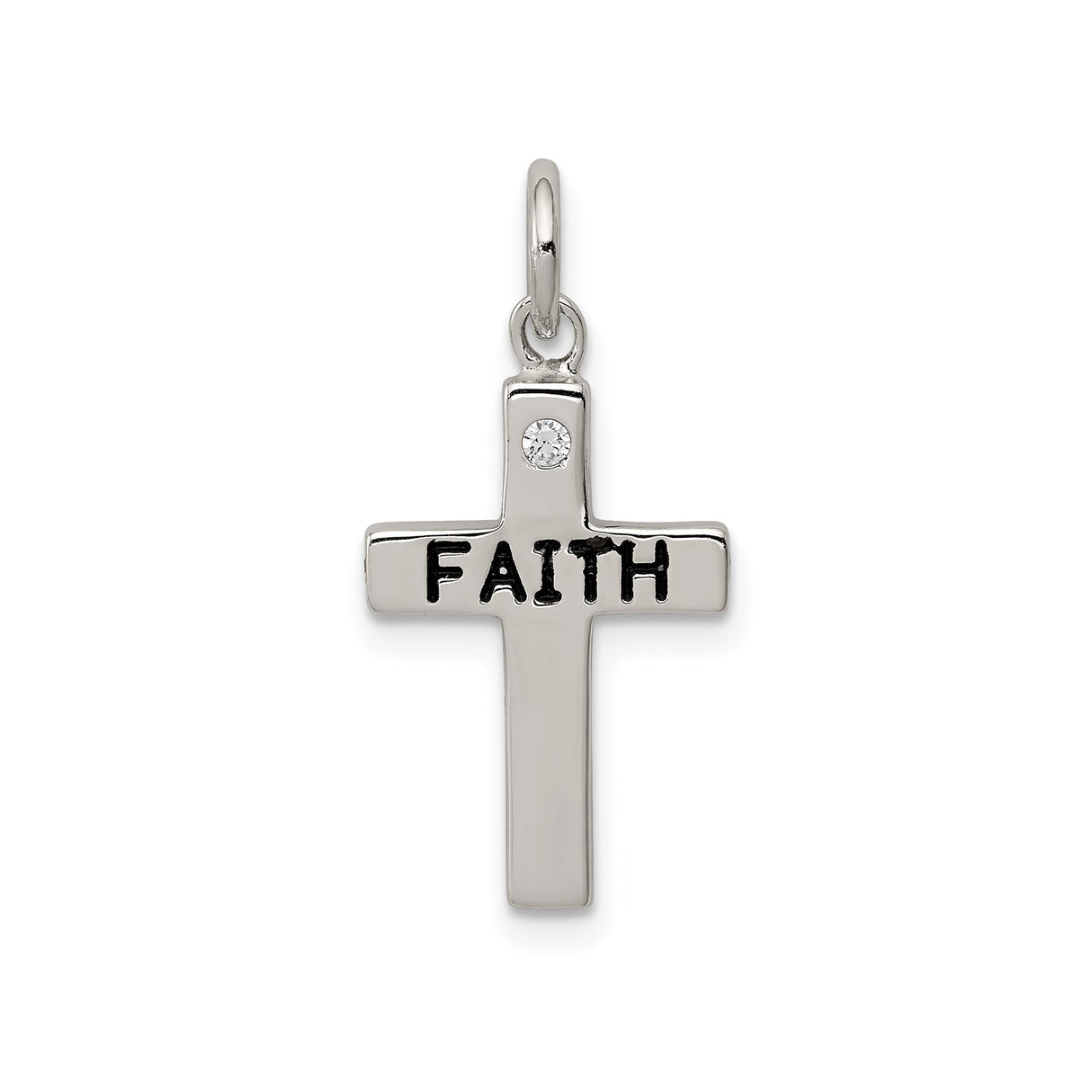 Sterling Silver Cross Pendant with Cubic Zirconia, Minimalist Religious Jewelry for Men and Women