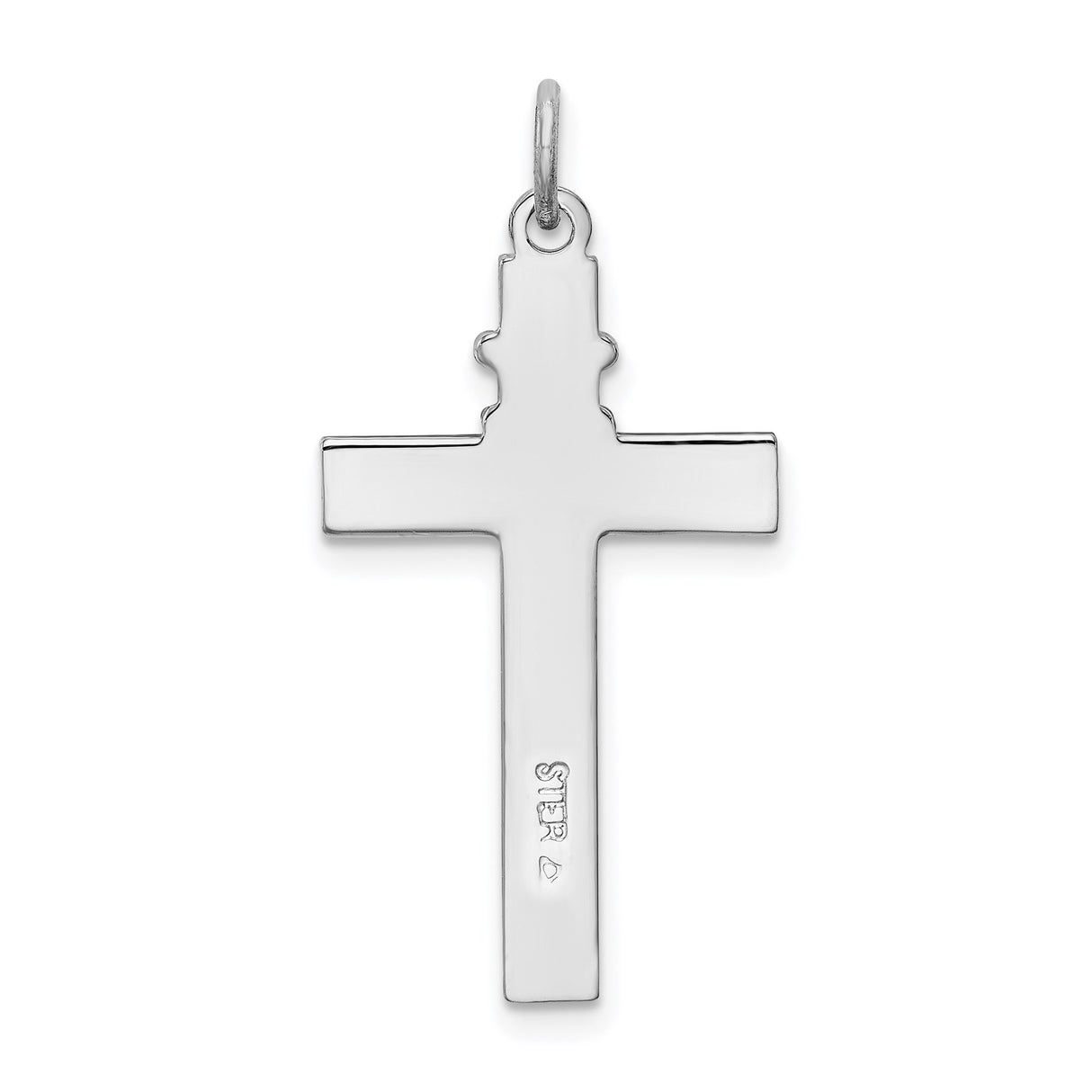 Sterling Silver Cross Pendant with Gold Accents and Rosary Charm in Two-Tone Religious Style
