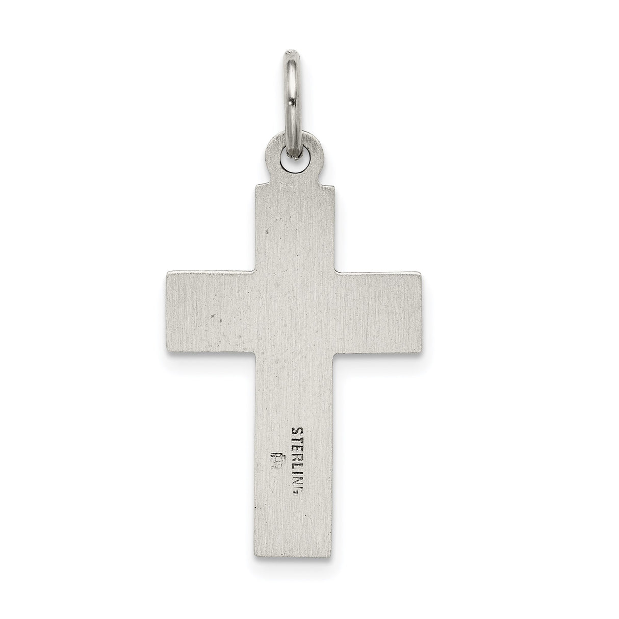 Sterling Silver Cross Pendant with Rustic Carved Design and Oxidized Matte Finish
