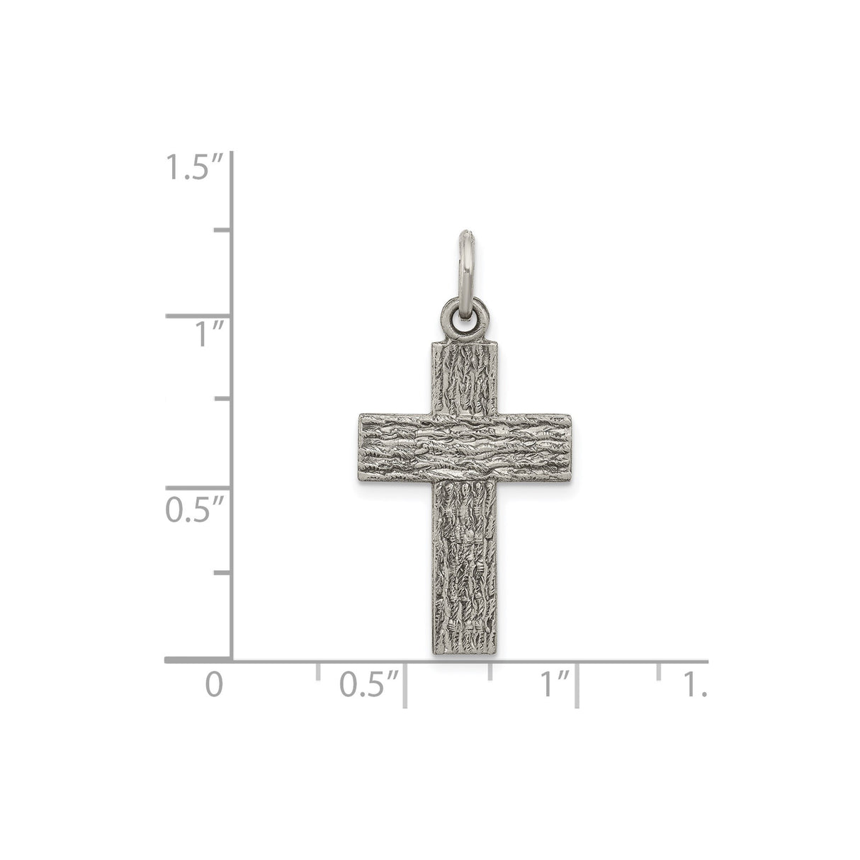 Sterling Silver Cross Pendant with Rustic Carved Design and Oxidized Matte Finish