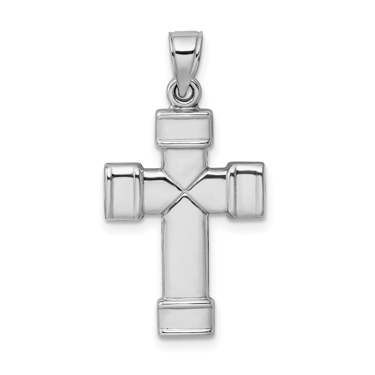 Sterling Silver Cross Pendant with Beveled Edges and Mirror Finish for Men and Women
